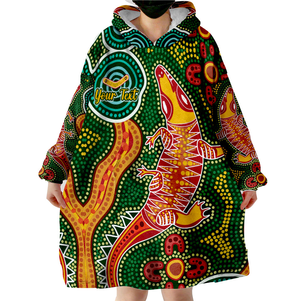 (Custom Personalised) Aboriginal Art Crocodile You Are Number One Wearable Blanket Hoodie - Vibe Hoodie Shop