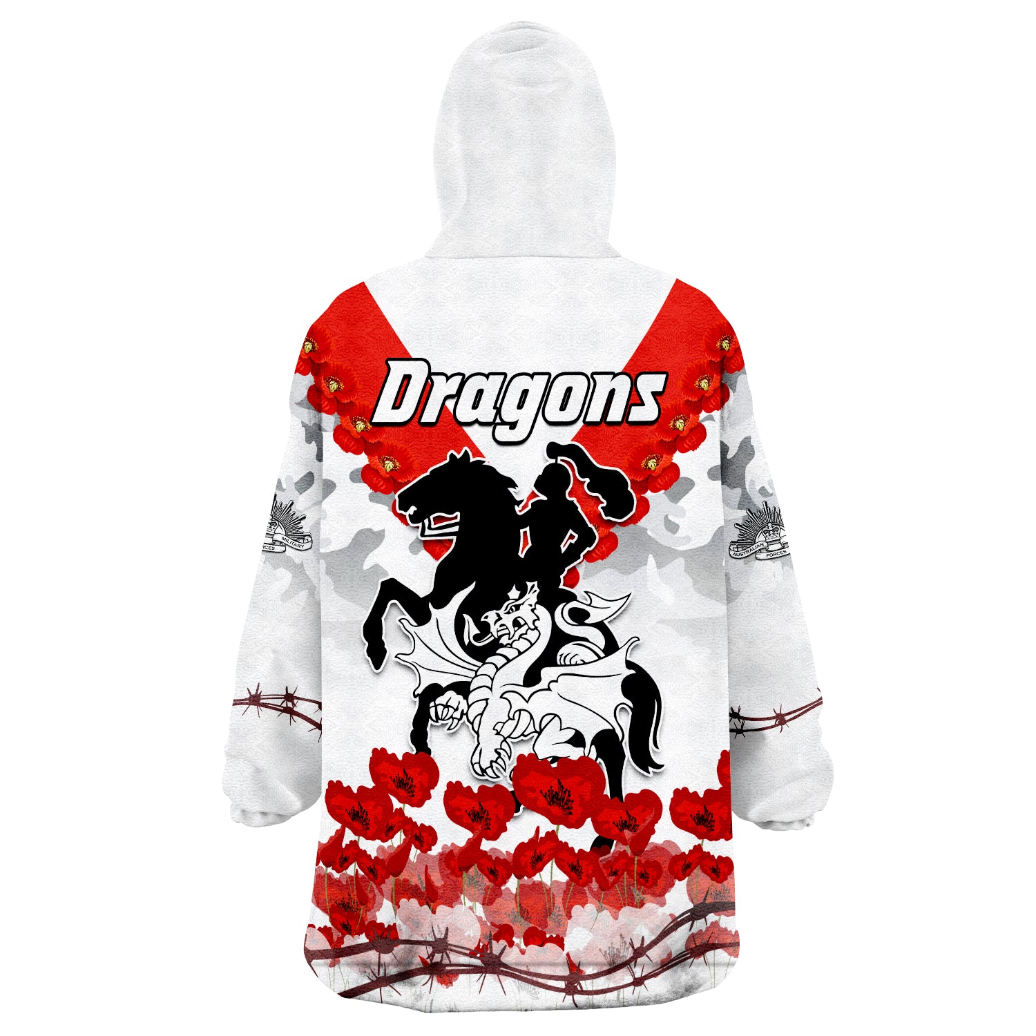 (Custom Personalised) Dragons ANZAC Day 2022 We Will Remember Them Wearable Blanket Hoodie - Vibe Hoodie Shop