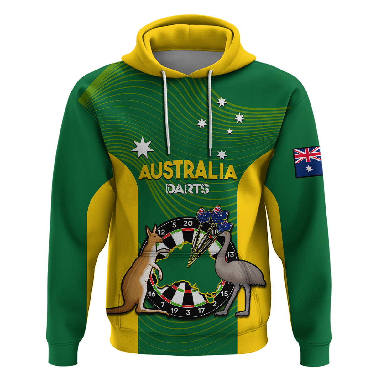 (Custom Personalised) Australia Darts National Color Mix Kangaroo And Emu Hoodie - Vibe Hoodie Shop