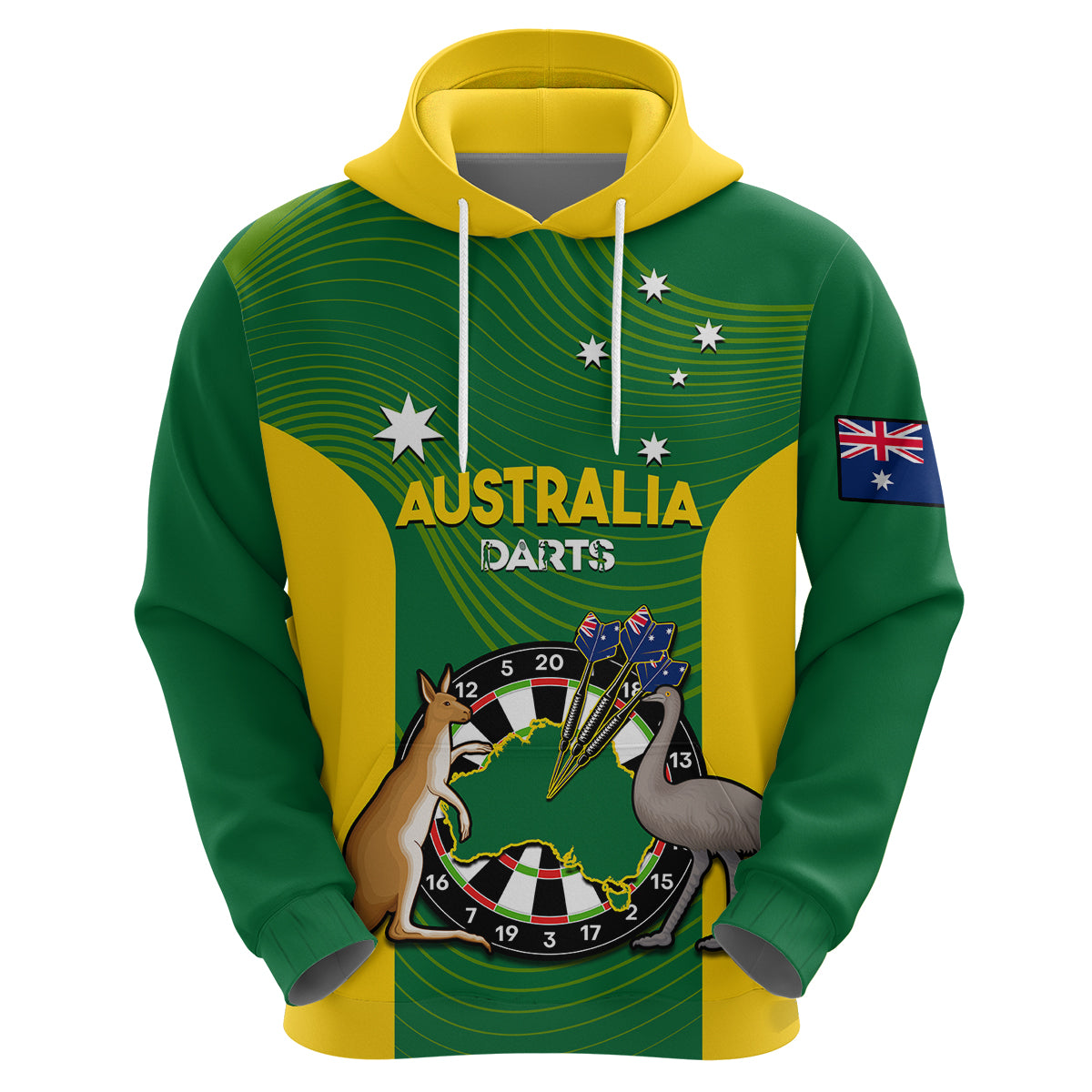 (Custom Personalised) Australia Darts National Color Mix Kangaroo And Emu Hoodie - Vibe Hoodie Shop