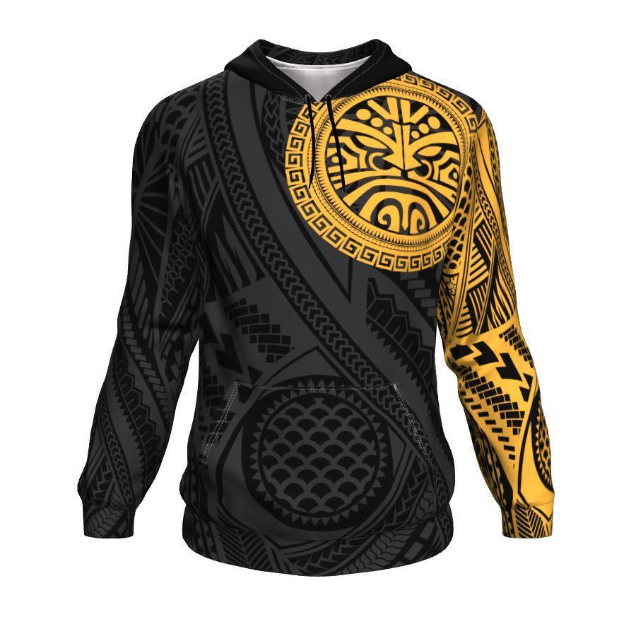 Tribal Hoodie, Polynesian Sun God Tattoo All Over Print Hoodie - Vibe Hoodie Shop