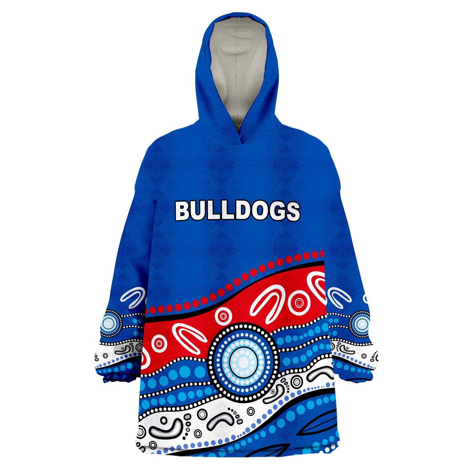 (Custom Text and Number) Bulldogs Indigenous Western Wearable Blanket Hoodie - Vibe Hoodie Shop