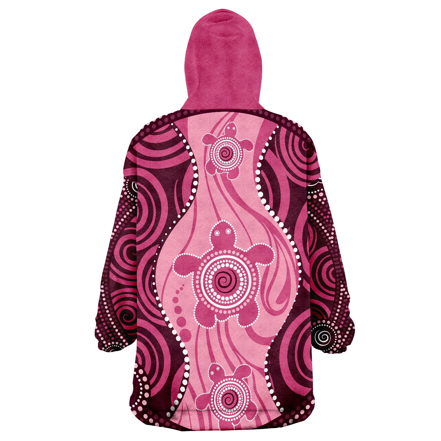 Aboriginal Dot Art Painting With Turtle - Pink Wearable Blanket Hoodie - Vibe Hoodie Shop