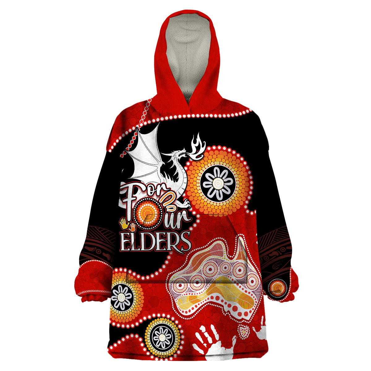 Personalised NAIDOC Week 2023 NRL Dragons For Our Elders Wearable Blanket Hoodie - Vibe Hoodie Shop
