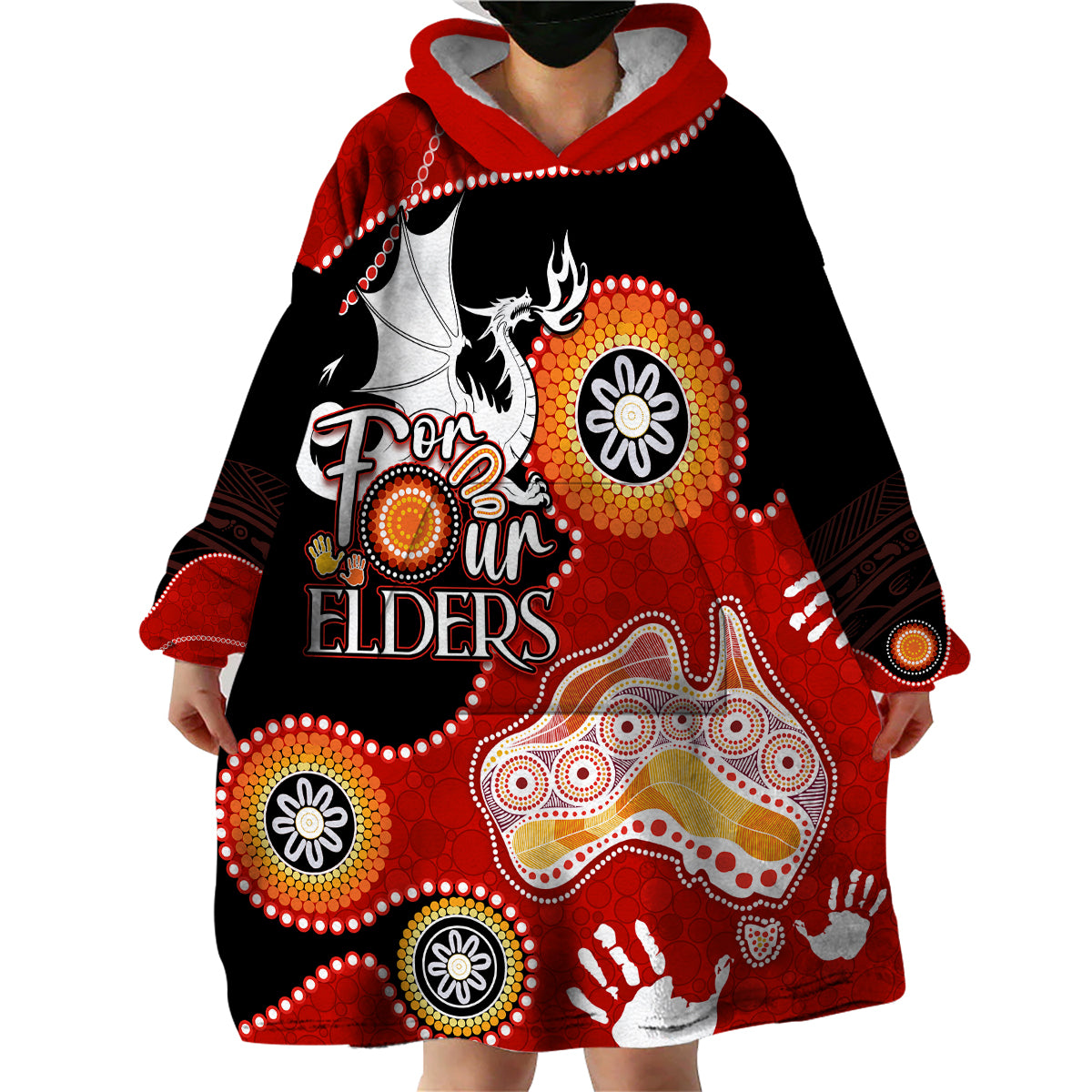 Personalised NAIDOC Week 2023 NRL Dragons For Our Elders Wearable Blanket Hoodie - Vibe Hoodie Shop