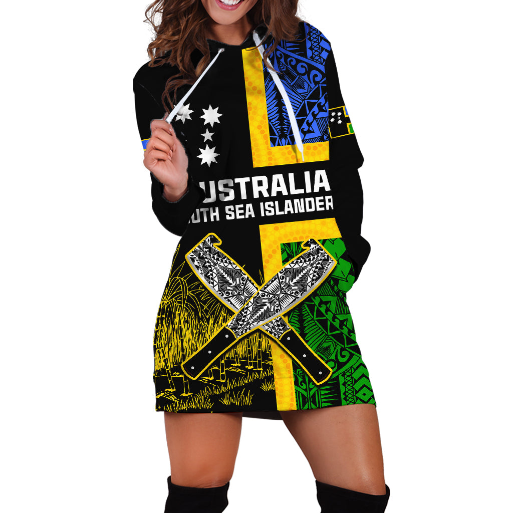 (Custom Personalised) Australian South Sea Islanders Flag Style Hoodie Dress - Vibe Hoodie Shop