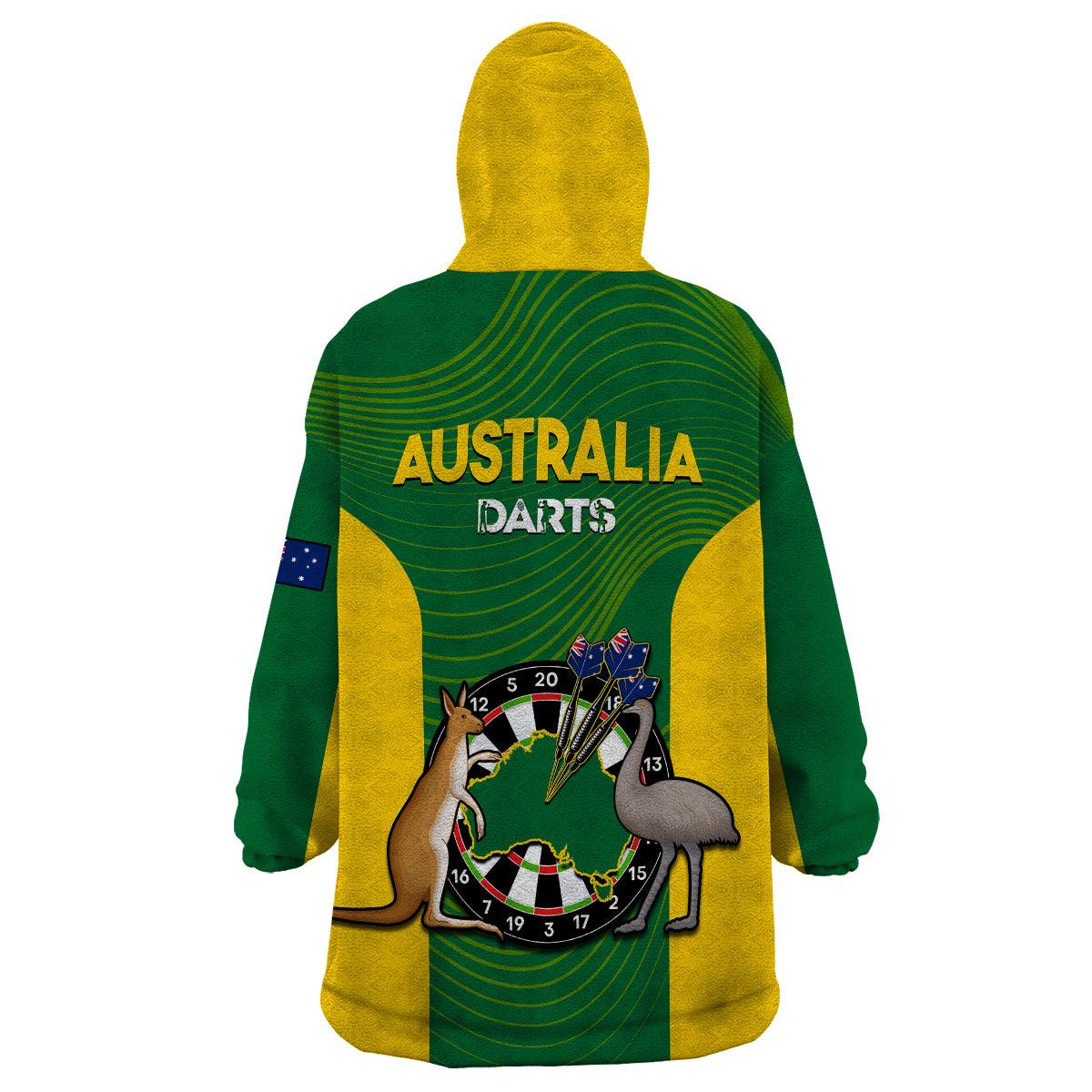 Australia Darts National Color Mix Kangaroo And Emu Wearable Blanket Hoodie - Vibe Hoodie Shop