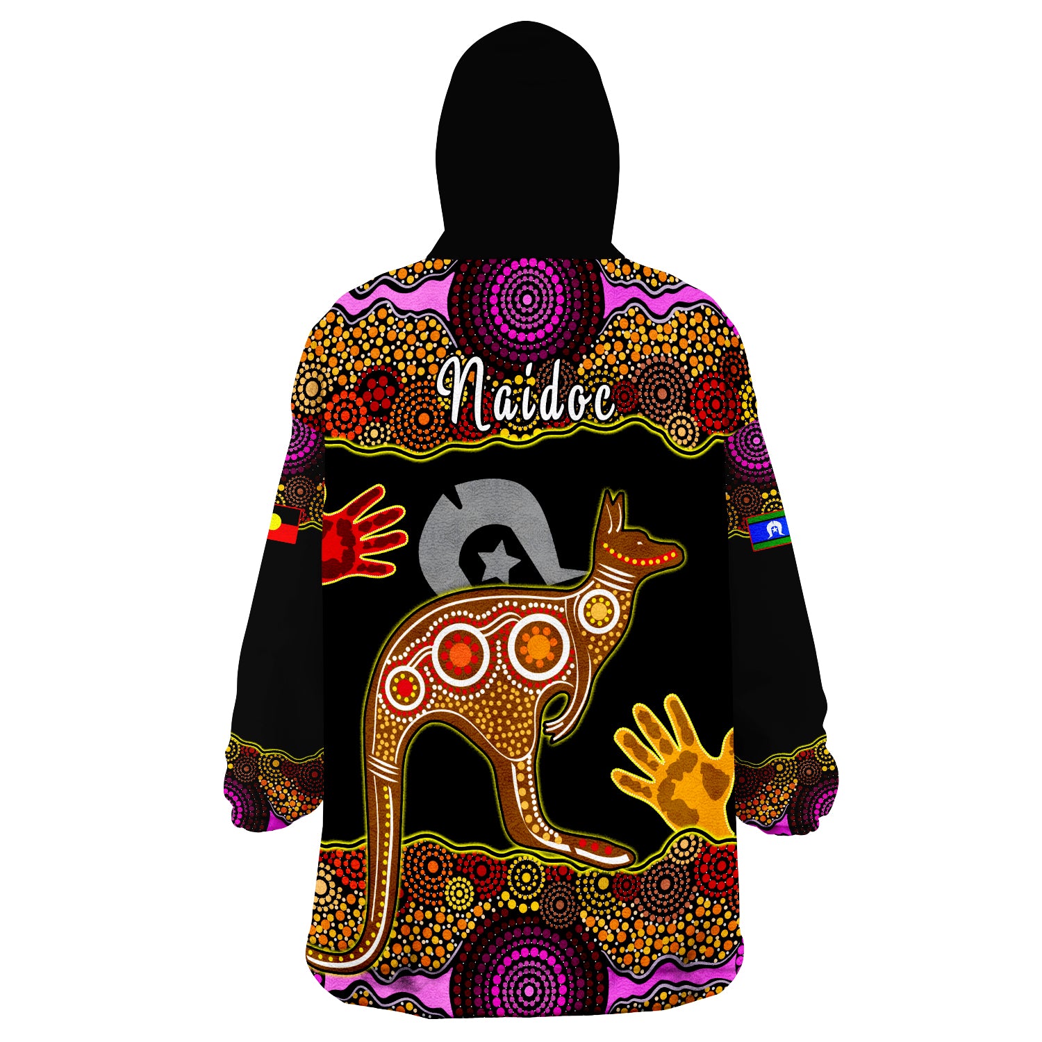 (Custom Personalised) NAIDOC Kangaroo Australia Wearable Blanket Hoodie - Vibe Hoodie Shop