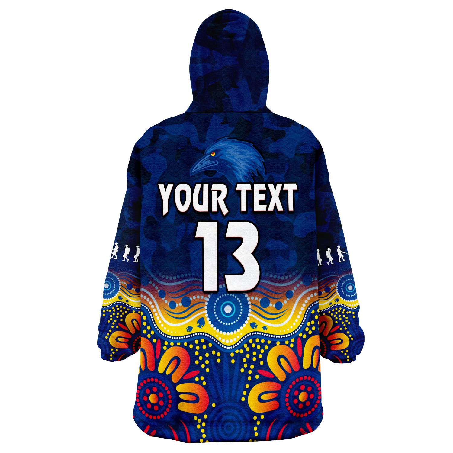 (Custom Text and Number) Crows ANZAC 2022 Adelaide Football Camouflage Style Wearable Blanket Hoodie - Vibe Hoodie Shop