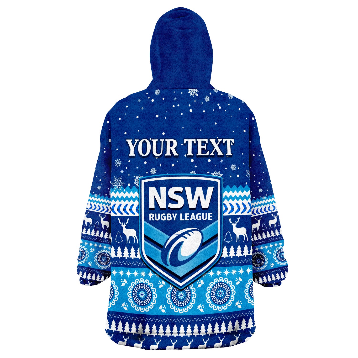 (Custom Personalised) New South Wales Christmas NSW Rugby Indigenous Wearable Blanket Hoodie - Vibe Hoodie Shop