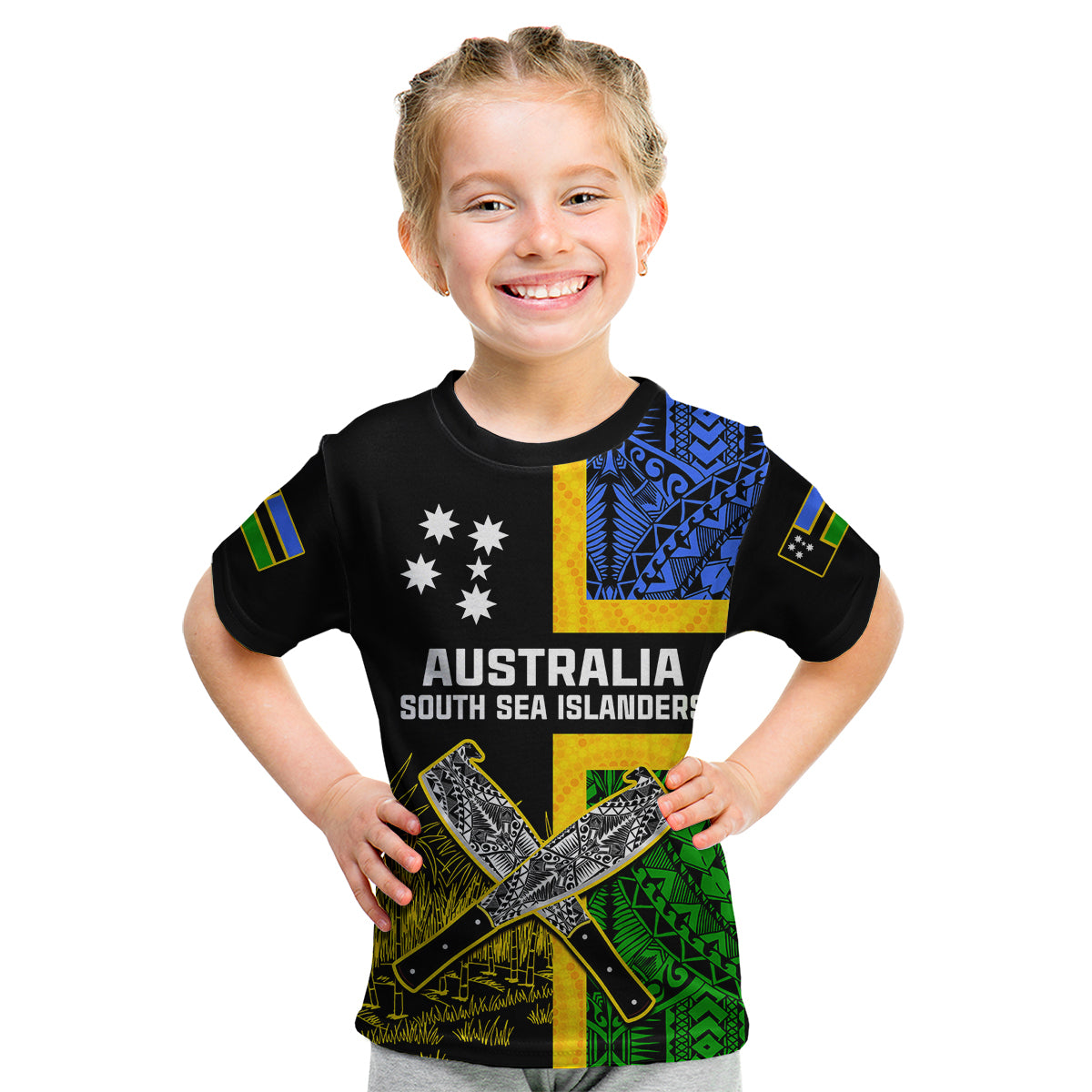 (Custom Personalised) Australian South Sea Islanders Flag Style Kid T Shirt - Vibe Hoodie Shop