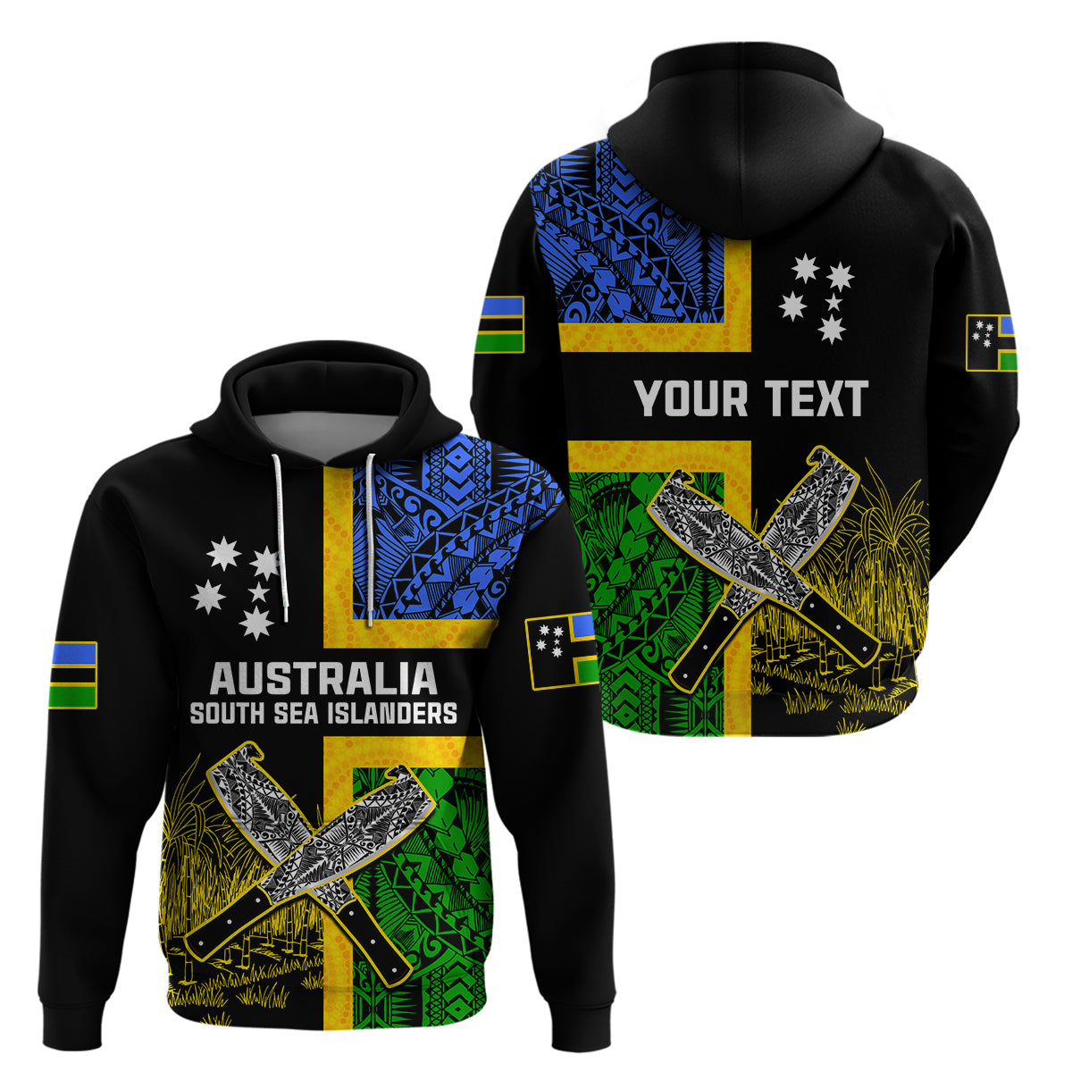 (Custom Personalised) Australian South Sea Islanders Flag Style Hoodie - Vibe Hoodie Shop