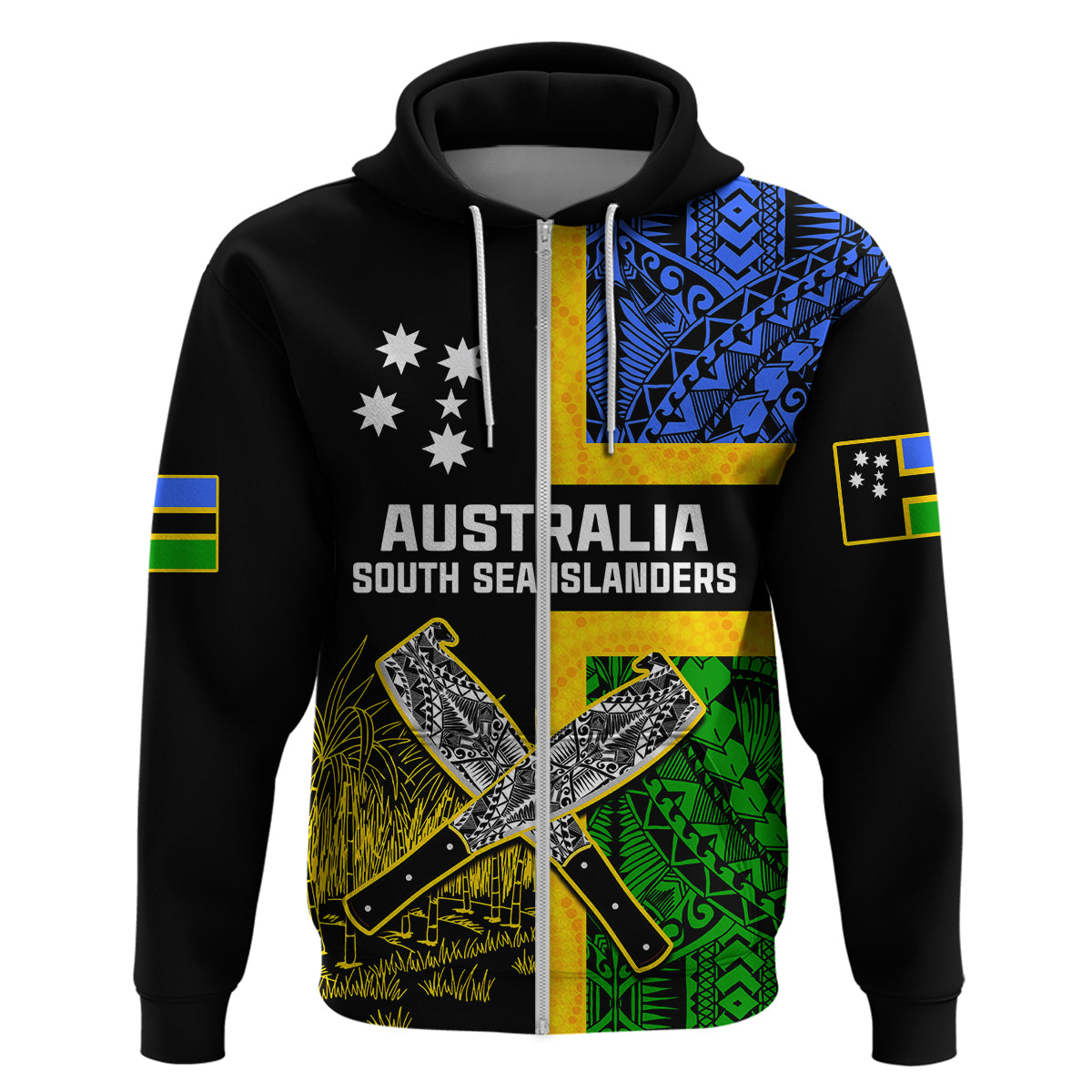 (Custom Personalised) Australian South Sea Islanders Flag Style Hoodie - Vibe Hoodie Shop