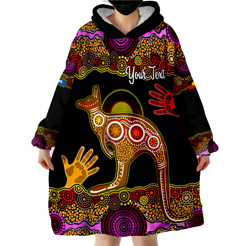 (Custom Personalised) NAIDOC Kangaroo Australia Wearable Blanket Hoodie - Vibe Hoodie Shop