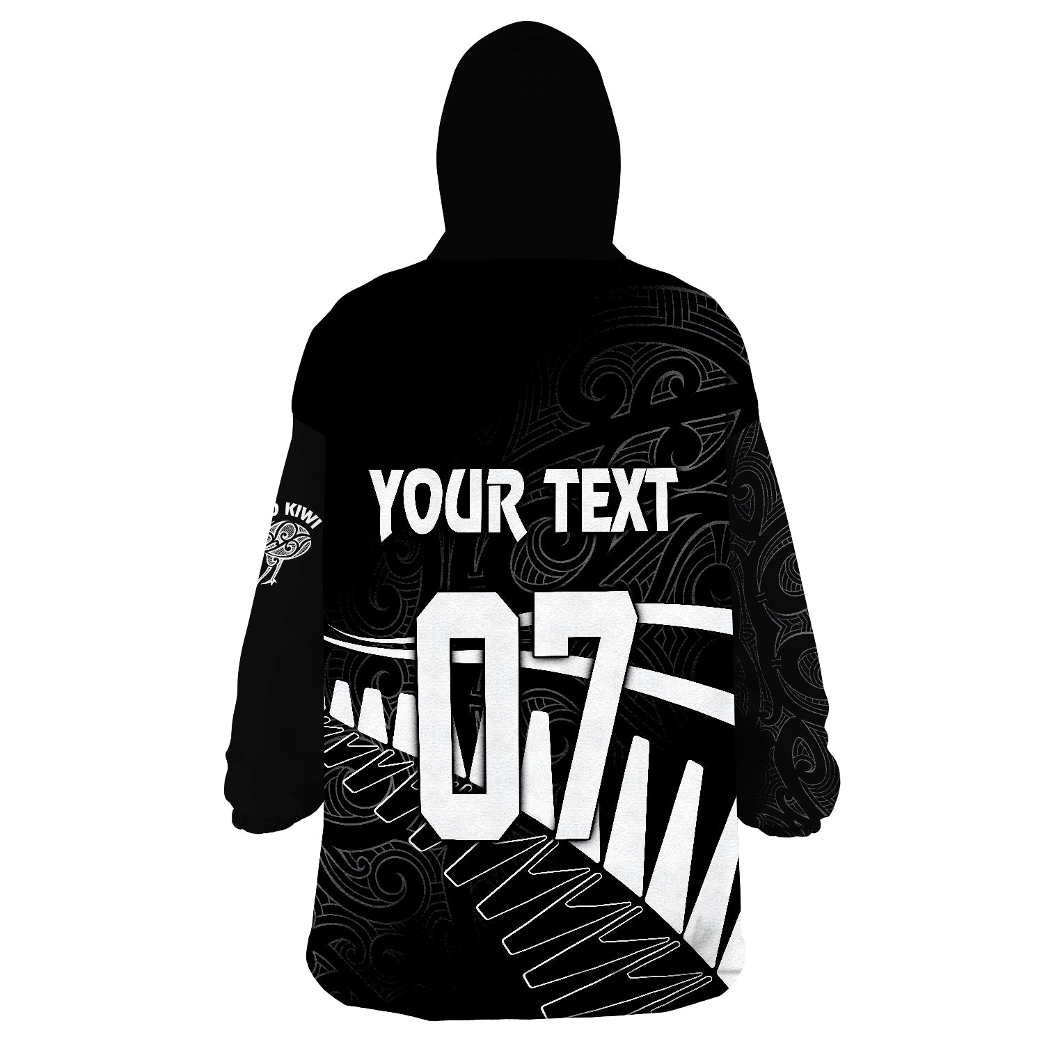 Personalised New Zealand Cricket Black Cap T20 World Cup Wearable Blanket Hoodie - Vibe Hoodie Shop