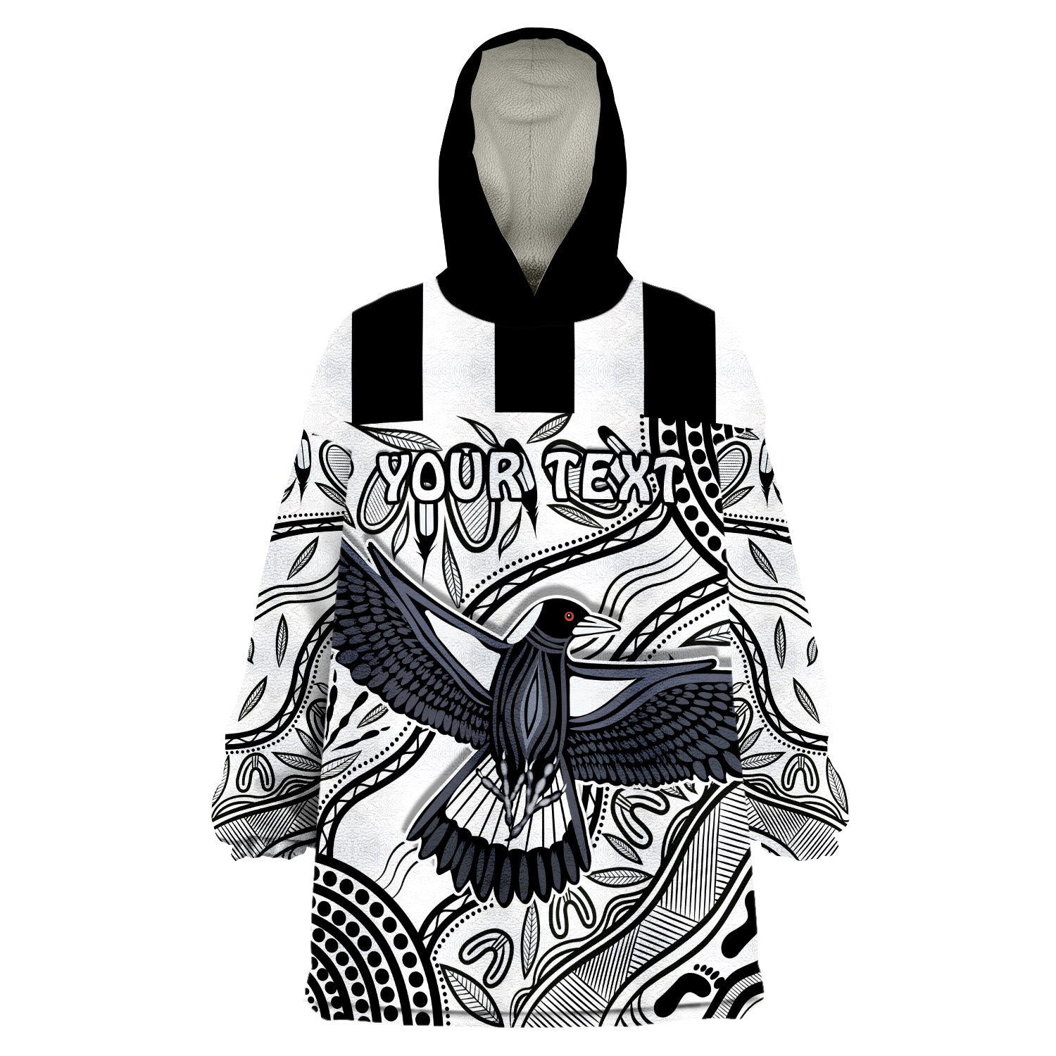 (Custom Personalised) Magpies Lovers Collingwood Forever Wearable Blanket Hoodie - Vibe Hoodie Shop