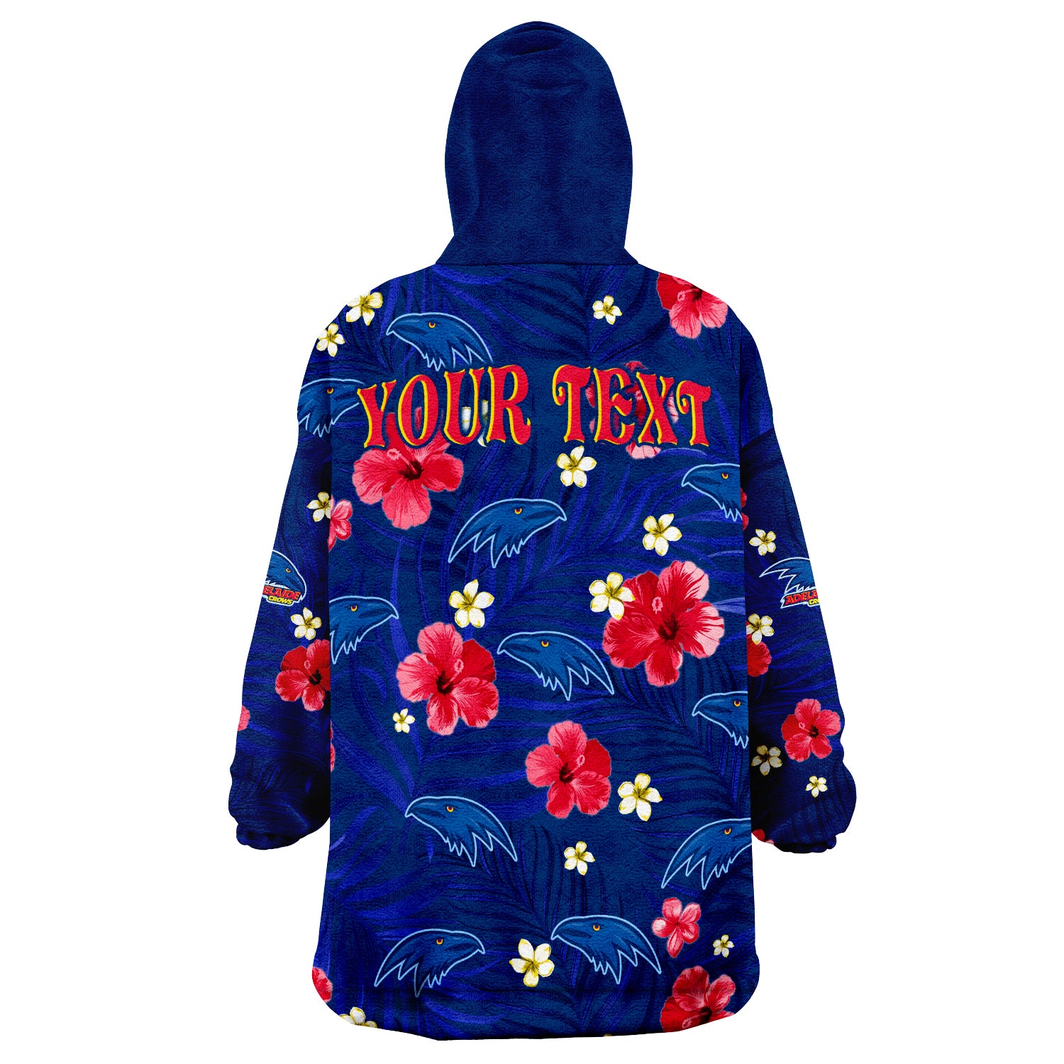 (Custom Personalised) Crows Football Adelaide Premiers Tropical Flowers Simple Wearable Blanket Hoodie - Vibe Hoodie Shop