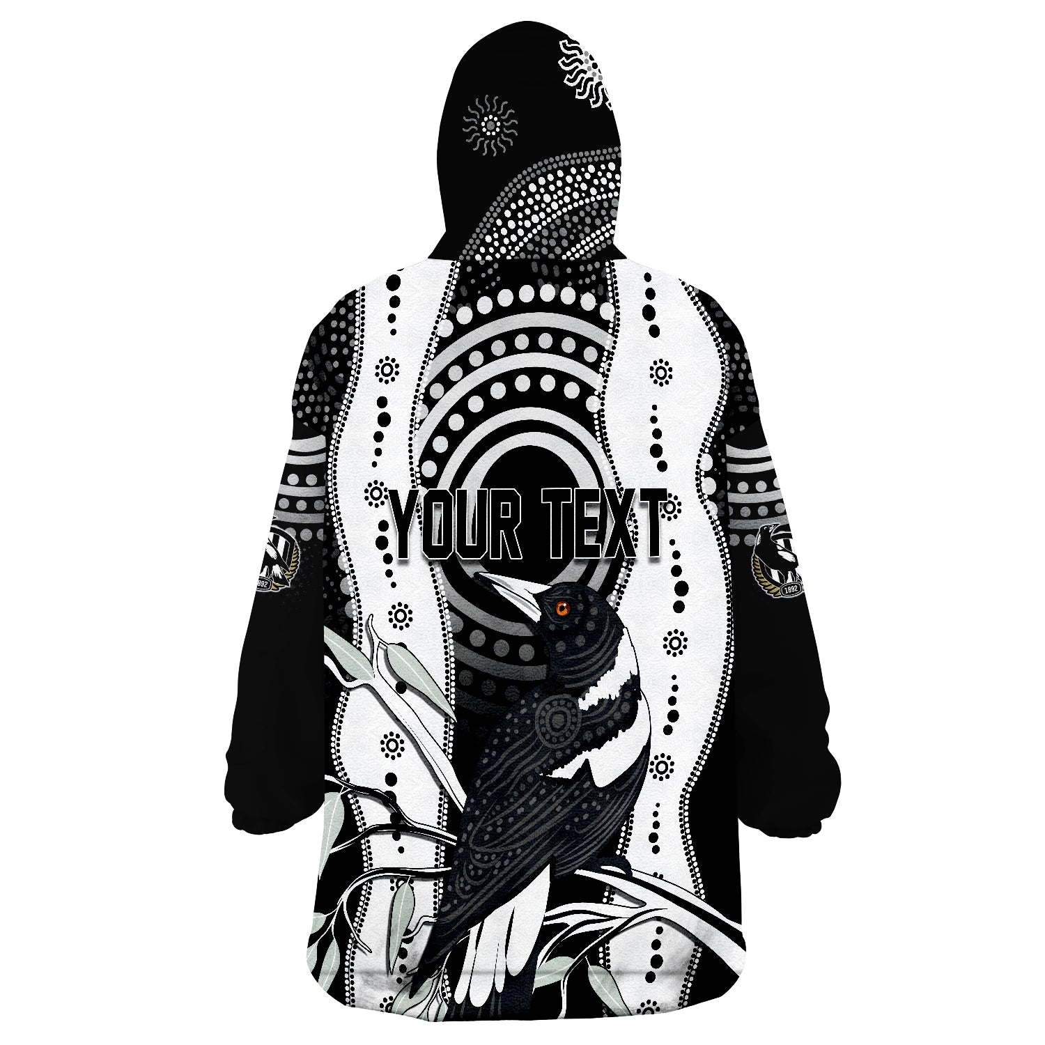 Personalised Collingwood Magpies Aboriginal Artsy Vibes Wearable Blanket Hoodie - Vibe Hoodie Shop