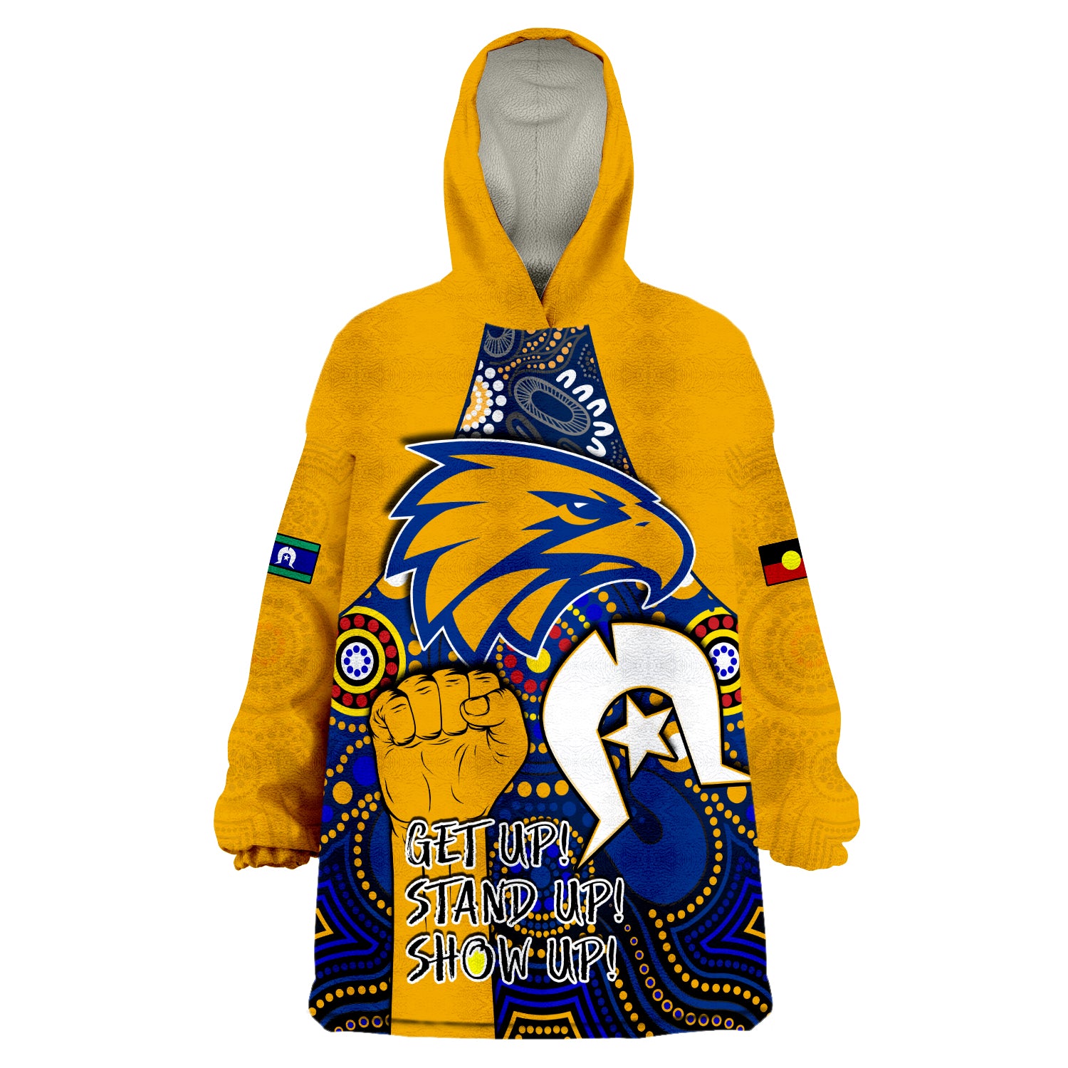 (Custom Personalised) Eagles Football NAIDOC West Coast Aboriginal Wearable Blanket Hoodie - Vibe Hoodie Shop