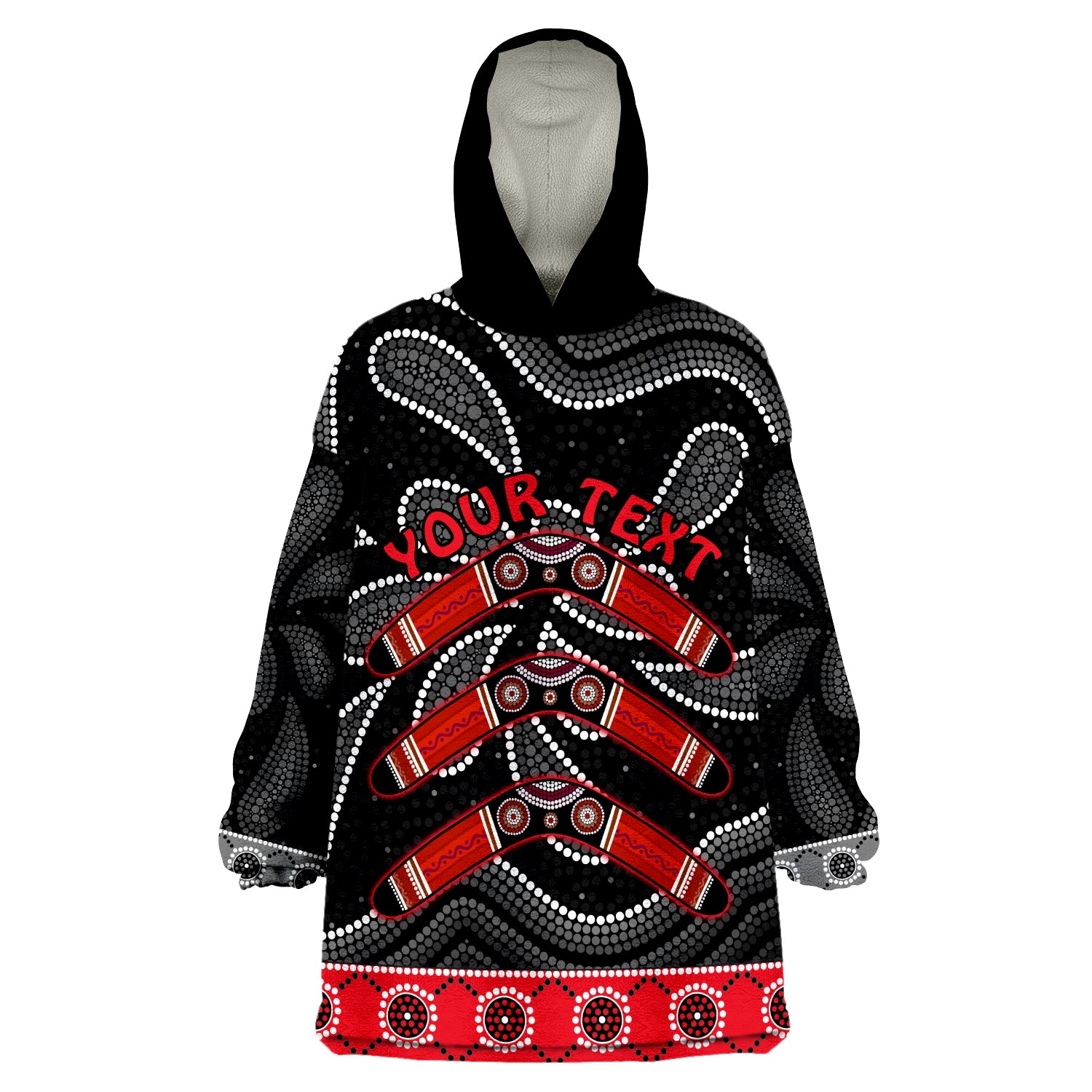 (Custom Personalised) Aboriginal Boomerang Kangaroo Australia Wearable Blanket Hoodie - Vibe Hoodie Shop