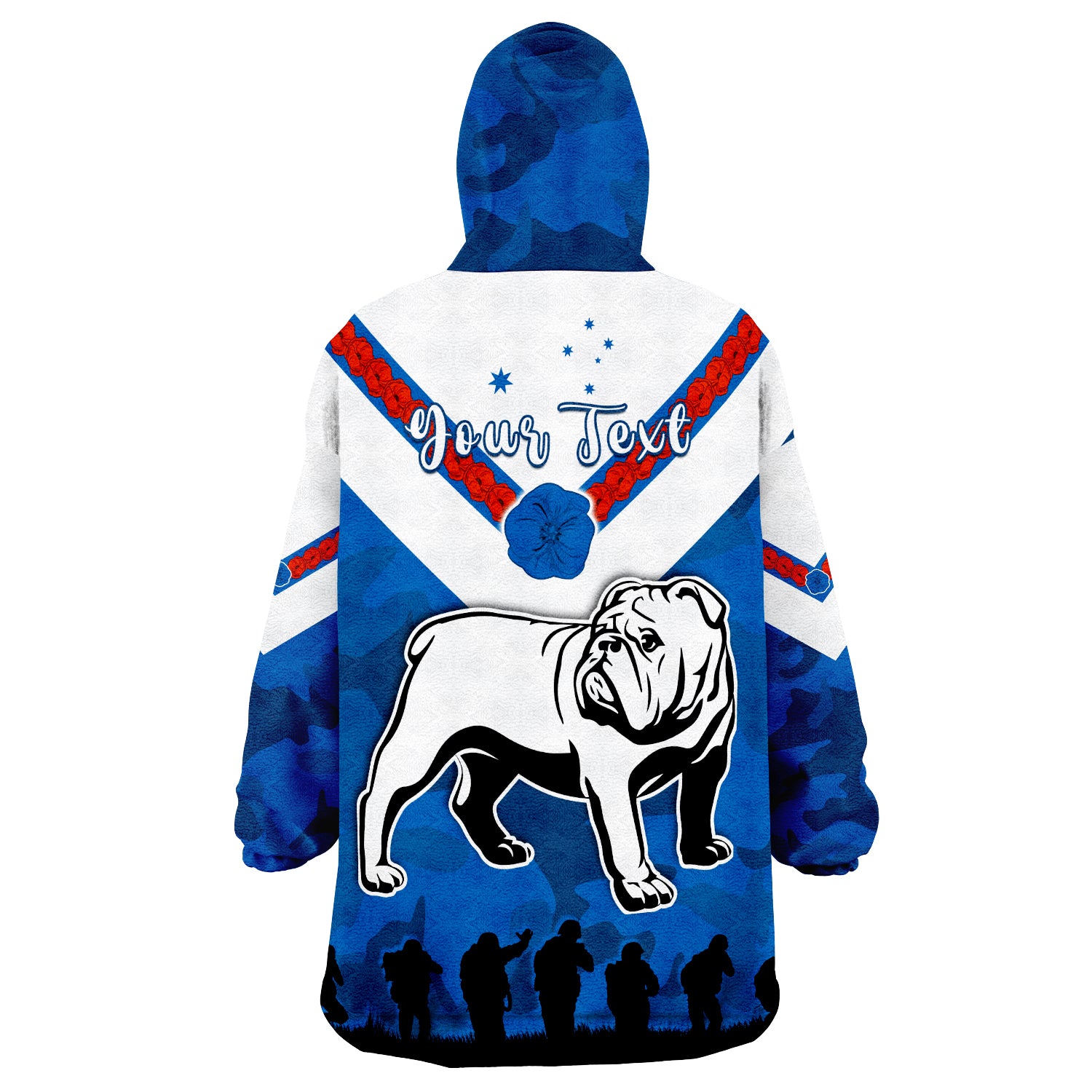 (Custom Personalised) Bulldogs ANZAC Day Simple Lest We Forget Wearable Blanket Hoodie - Vibe Hoodie Shop