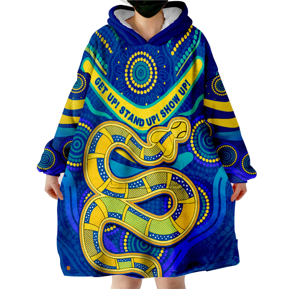 (Custom Personalised) Eels NAIDOC Week 2022 Aboriginal Get Up Wearable Blanket Hoodie - Vibe Hoodie Shop