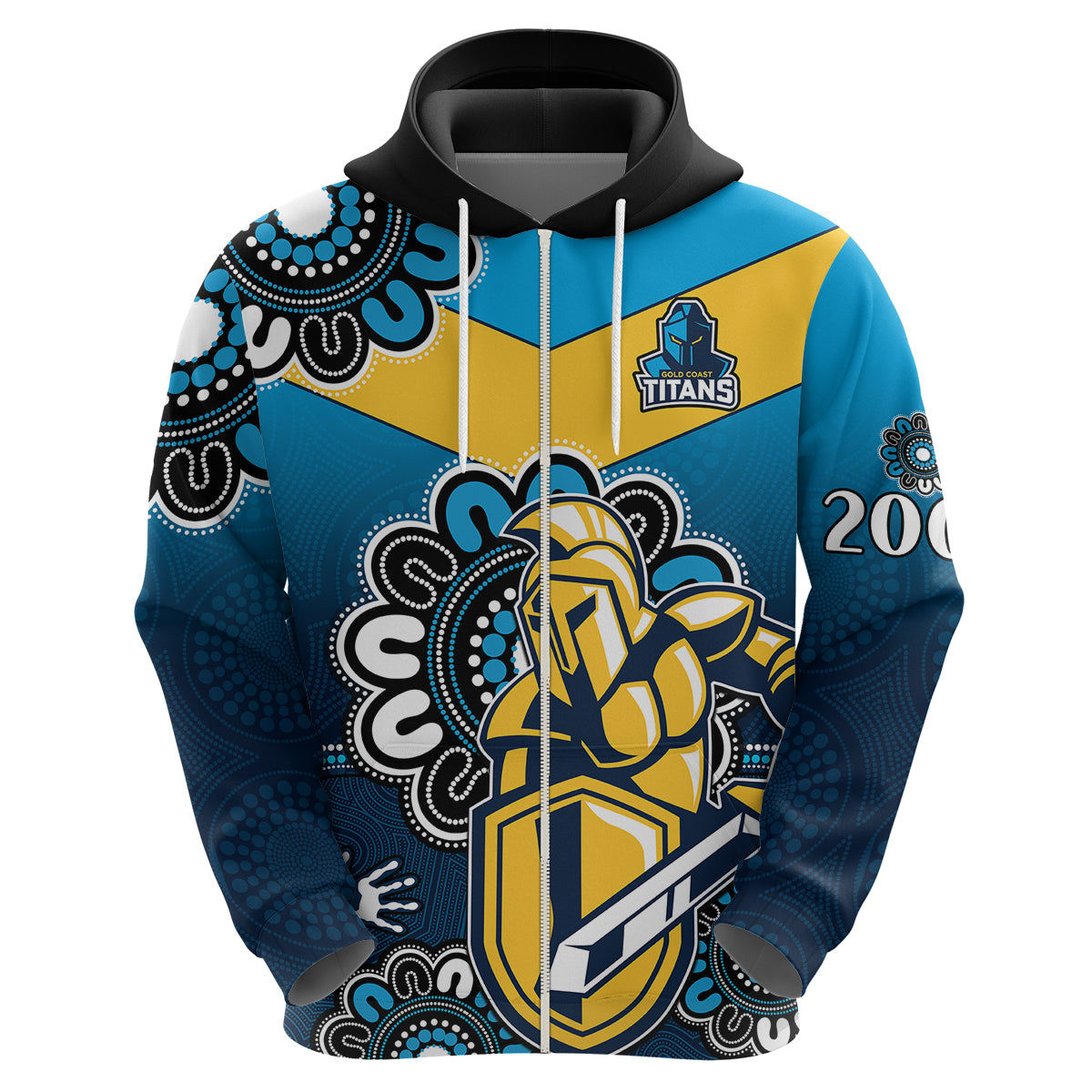(Custom Personalised) NRL Gold Coast Titans Rugby GLD 2007 Aboriginal Hoodie LT9 - Vibe Hoodie Shop