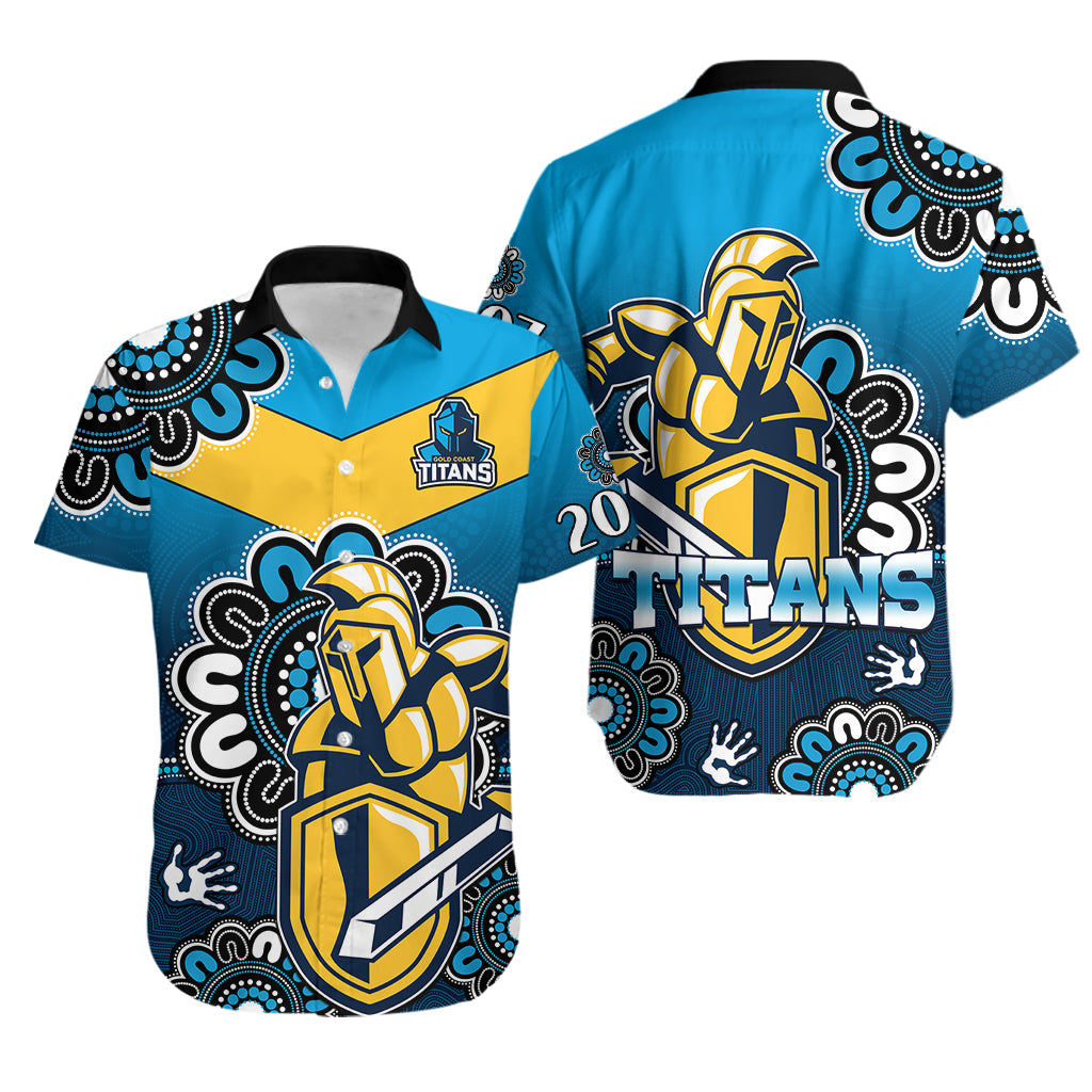 NRL Gold Coast Titans Rugby GLD 2007 Aboriginal Hawaiian Shirt - Vibe Hoodie Shop