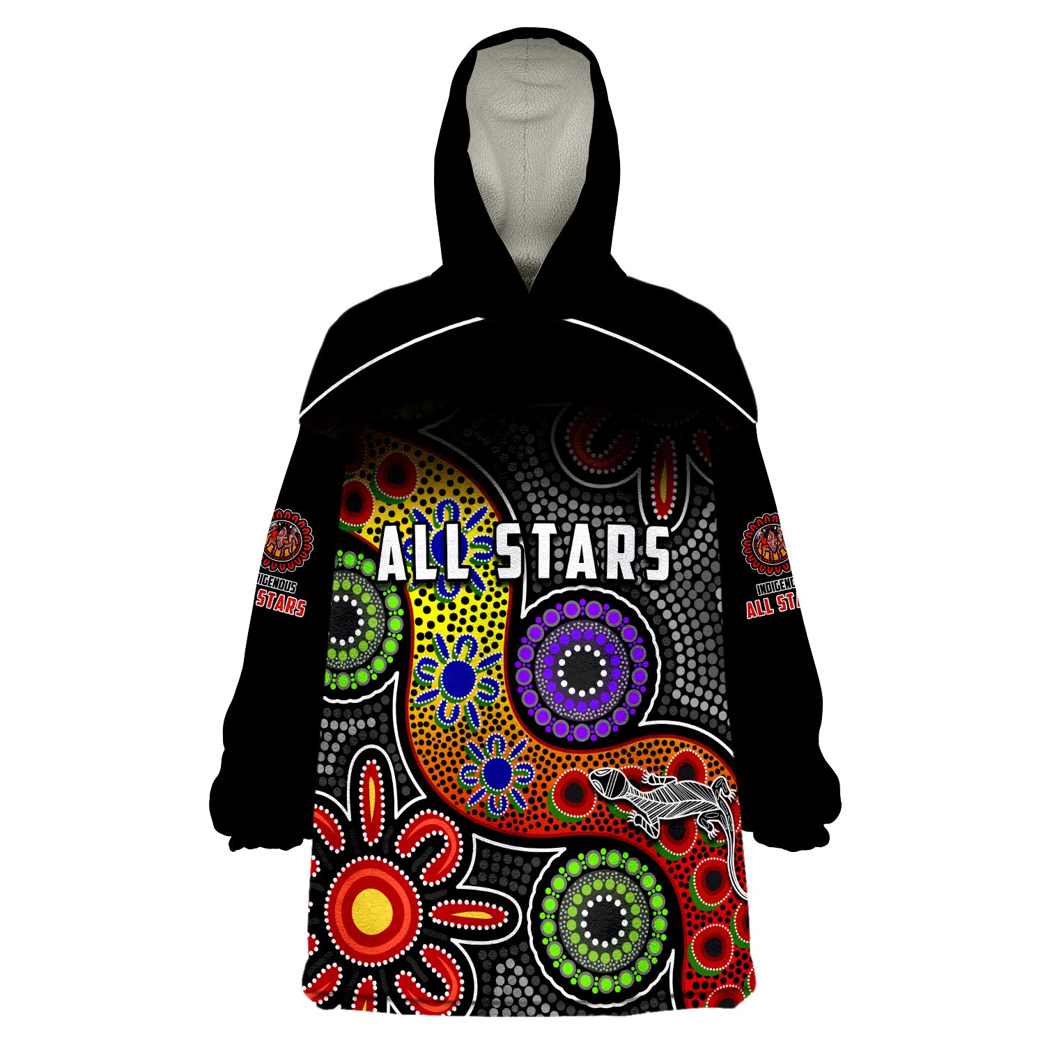 (Custom Text and Number) All Stars Christmas Indigenous Dreamtime Wearable Blanket Hoodie - Vibe Hoodie Shop