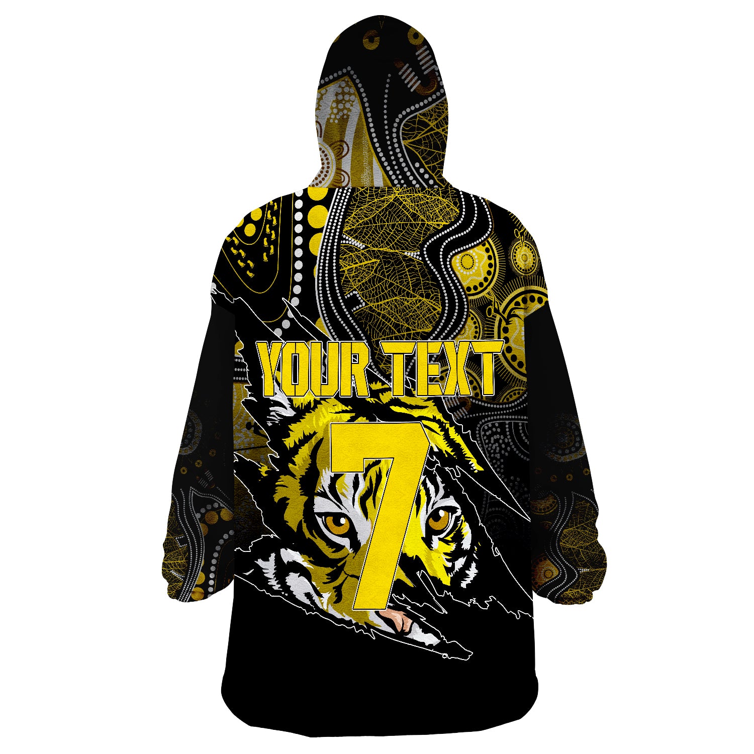 Personalised Richmonds Tigers Aboriginal AFL 2022 Grunge Style Wearable Blanket Hoodie - Vibe Hoodie Shop