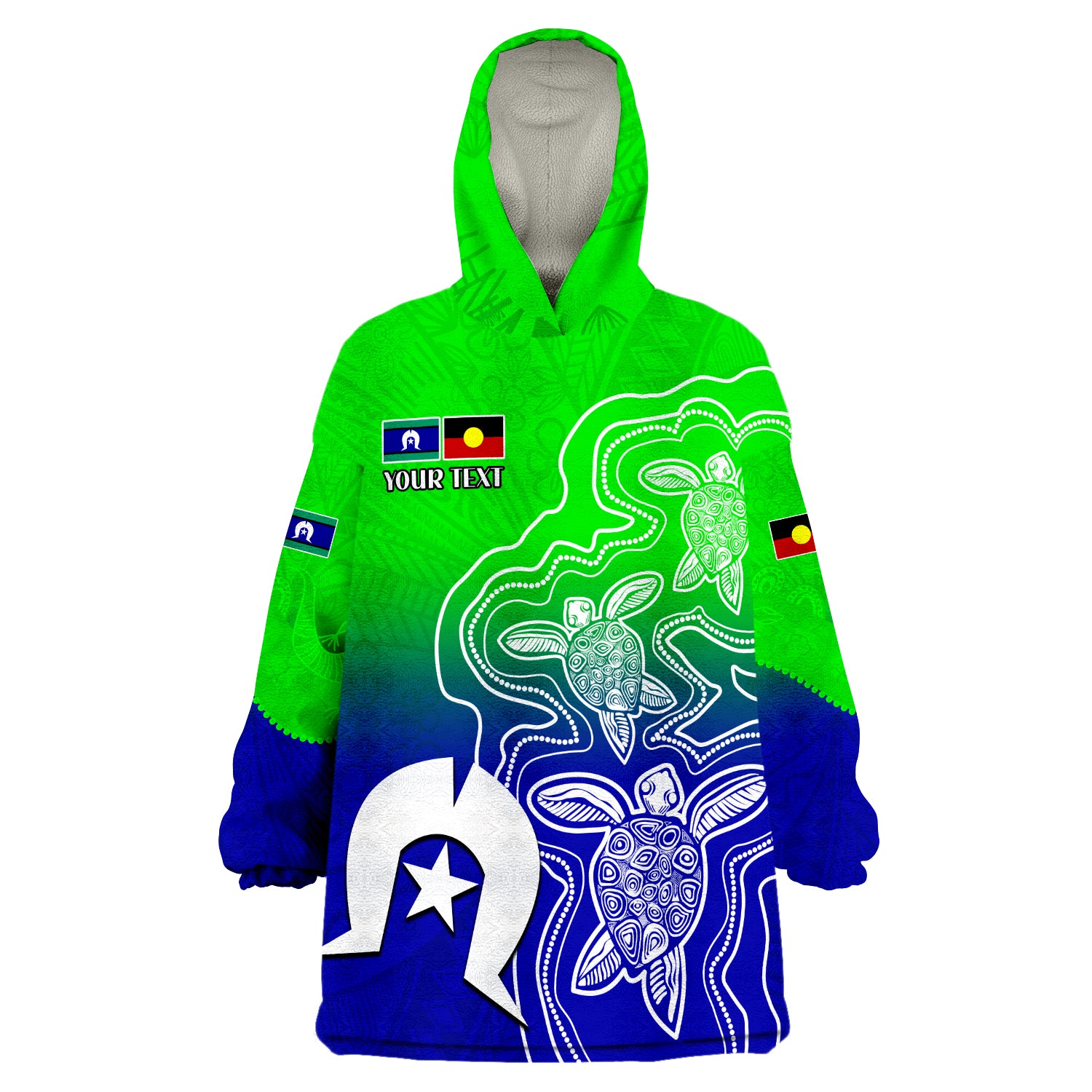 (Custom Personalised) NAIDOC Week 2022 Torres Strait Islanders with Aboriginal Turtles Wearable Blanket Hoodie - Vibe Hoodie Shop