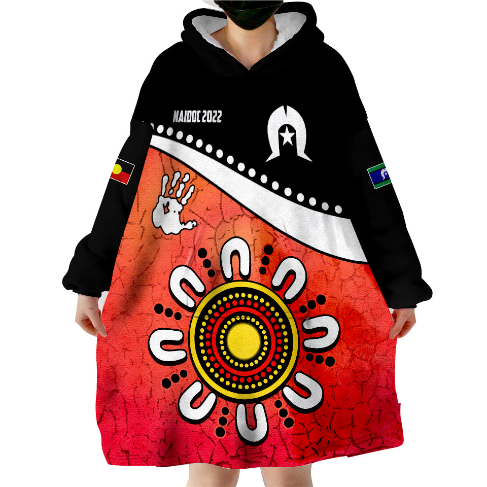 (Custom Personalised) NAIDOC Week 2022 Torres Strait Islanders Version Red Aboriginal The Dhari Wearable Blanket Hoodie - Vibe Hoodie Shop