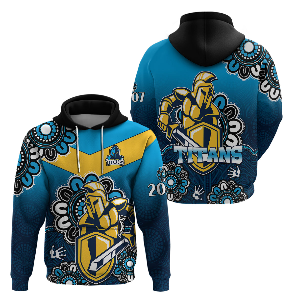 NRL Gold Coast Titans Rugby GLD 2007 Aboriginal Hoodie LT9 - Vibe Hoodie Shop