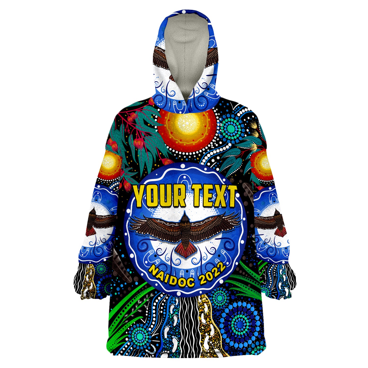 (Custom Personalised) NAIDOC 2022 Get Up Stand Up Show Up Wearable Blanket Hoodie - Vibe Hoodie Shop