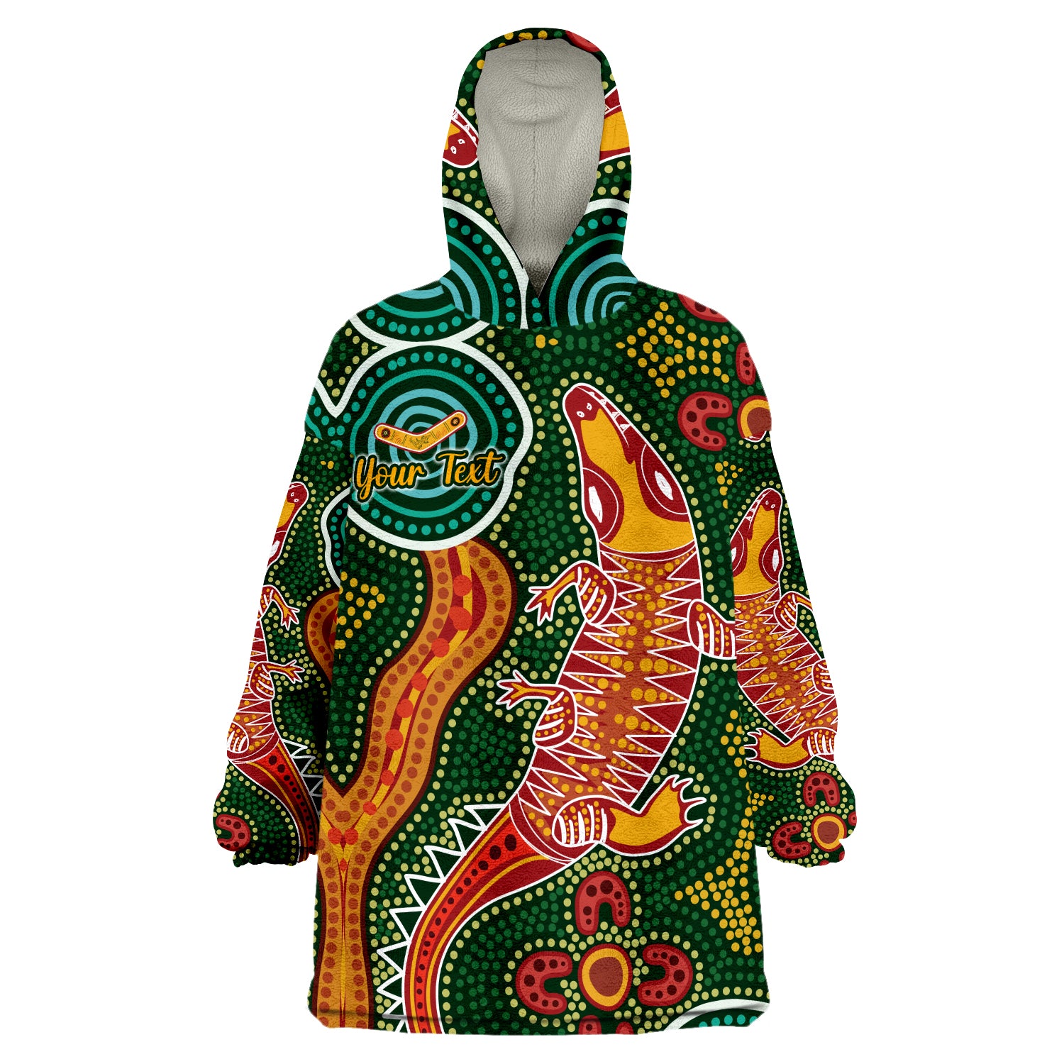 (Custom Personalised) Aboriginal Art Crocodile You Are Number One Wearable Blanket Hoodie - Vibe Hoodie Shop