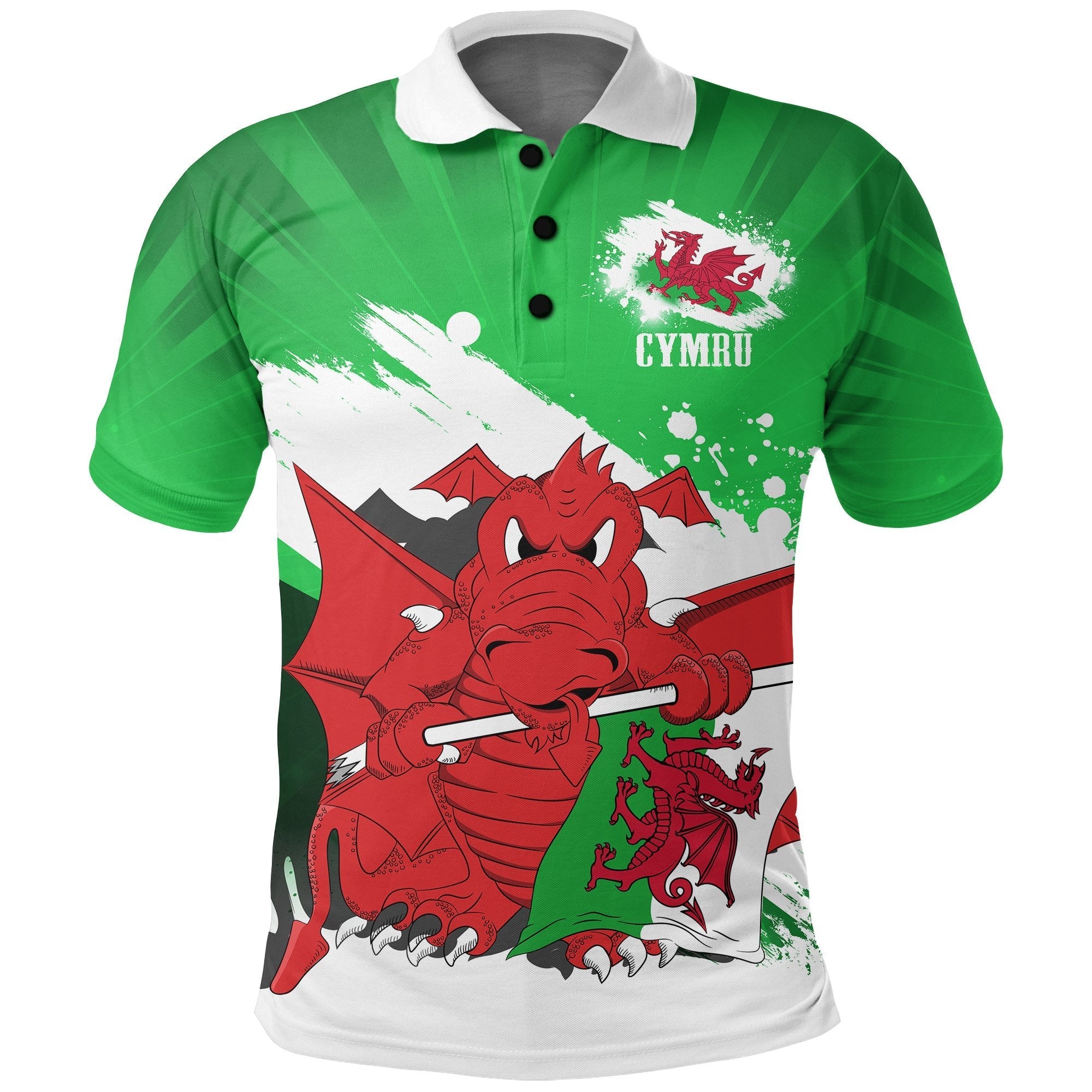 Wales Polo Shirt Art Painting Style - Vibe Hoodie Shop