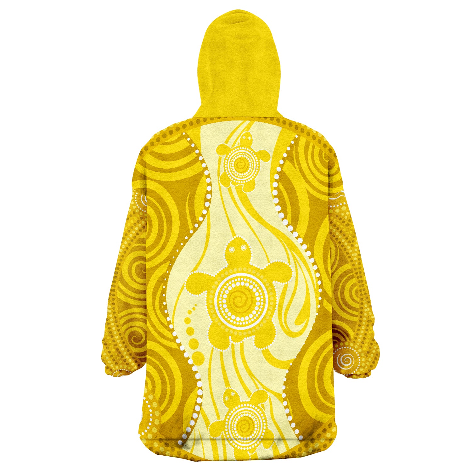 Aboriginal Dot Art Painting With Turtle - Yellow Wearable Blanket Hoodie - Vibe Hoodie Shop