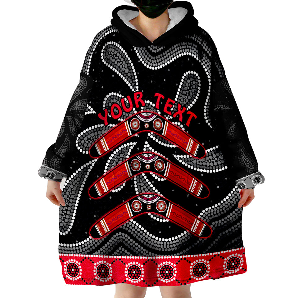 (Custom Personalised) Aboriginal Boomerang Kangaroo Australia Wearable Blanket Hoodie - Vibe Hoodie Shop