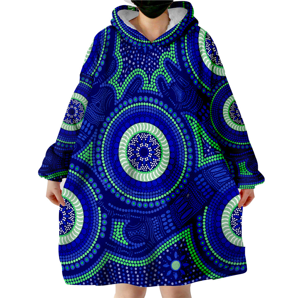 Aboriginal Human Dot Painting Art - Torres Strait Wearable Blanket Hoodie - Vibe Hoodie Shop