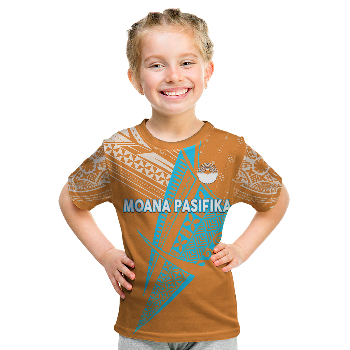 (Custom Personalised) Moana Pasifika Super Rugby Tapa Pacific Island Original - Orange Kid T Shirt - Vibe Hoodie Shop