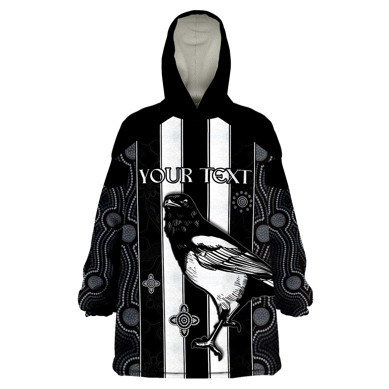 (Custom Personalised) Magpies Indigenous We are the Champions Wearable Blanket Hoodie - Vibe Hoodie Shop