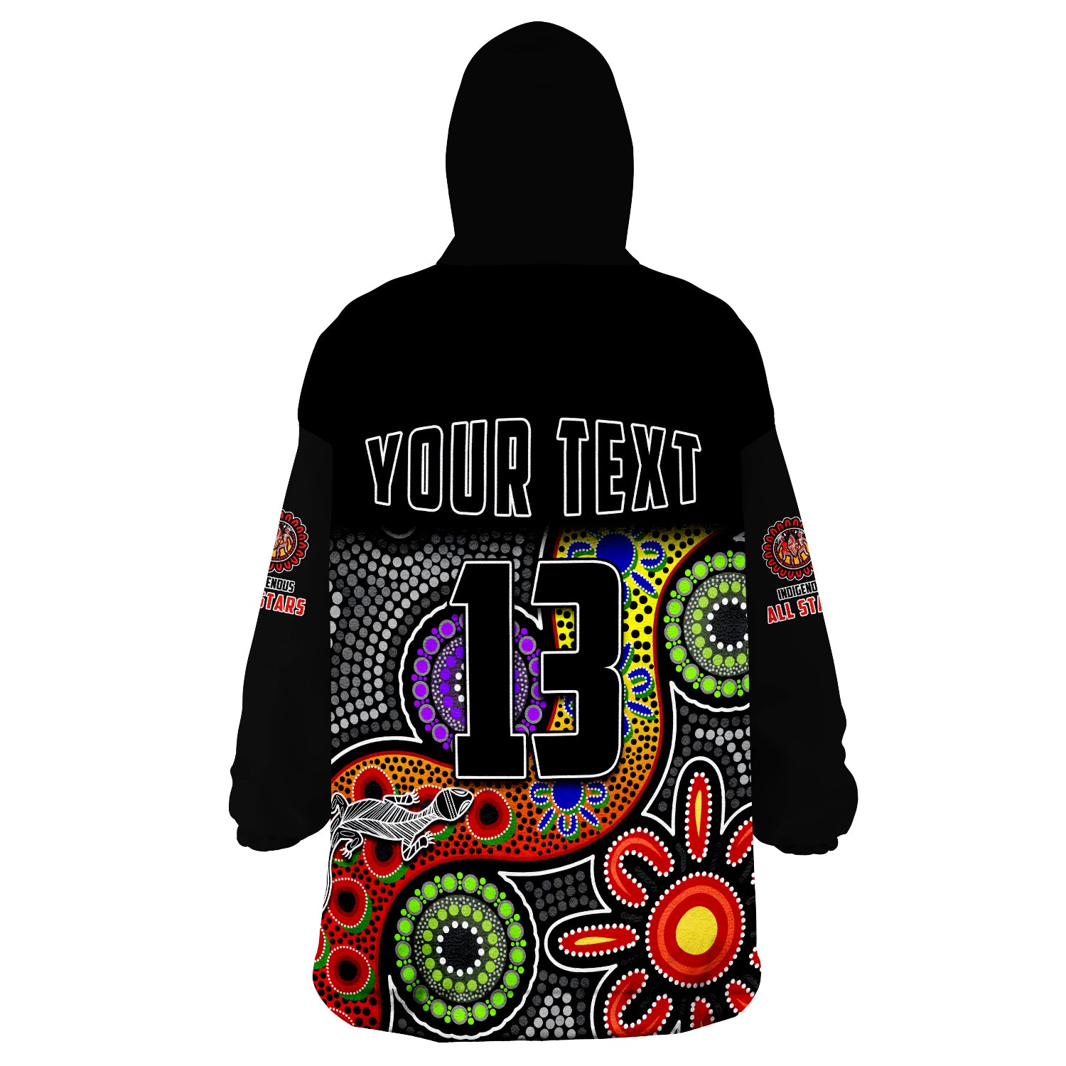 (Custom Text and Number) All Stars Christmas Indigenous Dreamtime Wearable Blanket Hoodie - Vibe Hoodie Shop