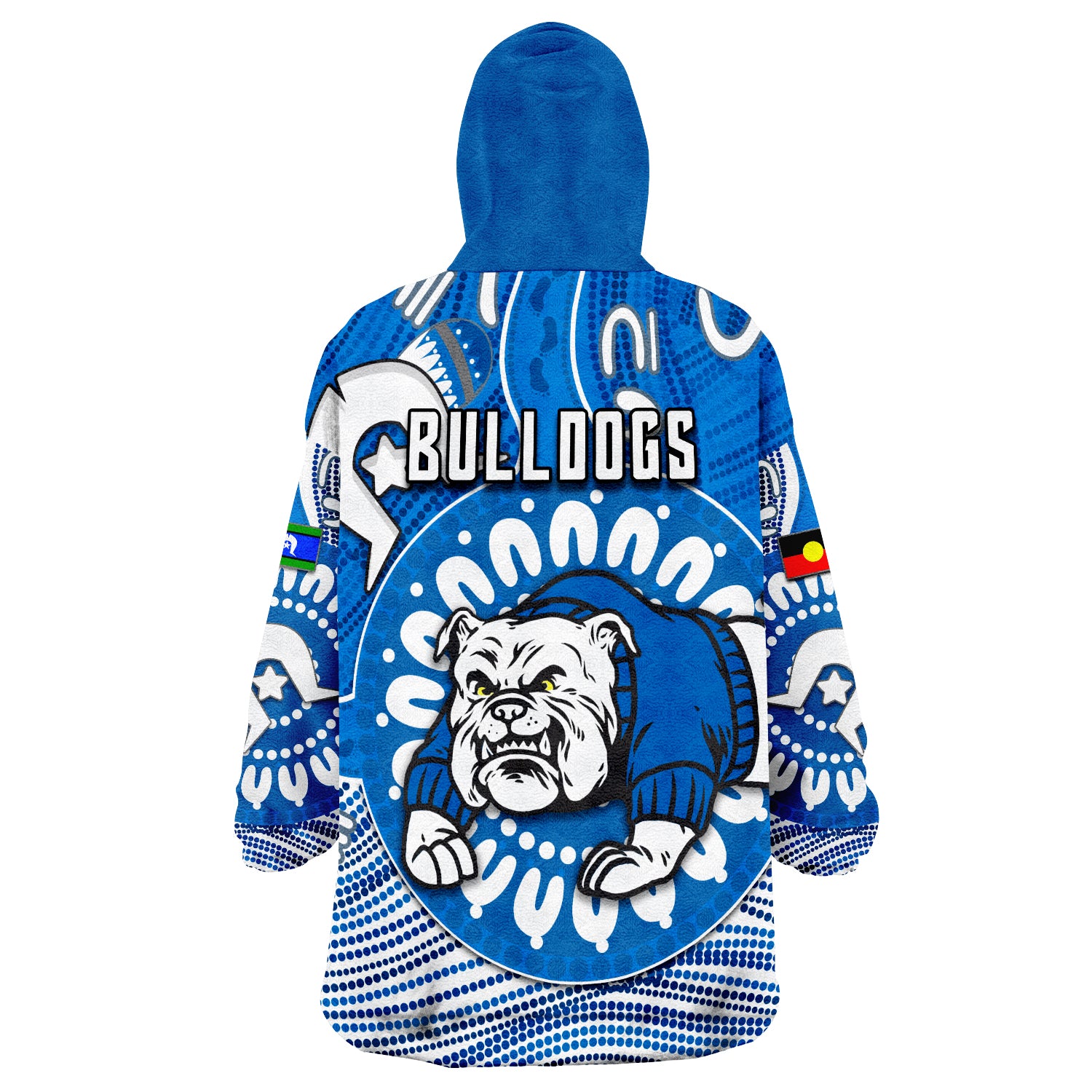 (Custom Personalised) Bulldogs NAIDOC Indigenous - White Wearable Blanket Hoodie - Vibe Hoodie Shop