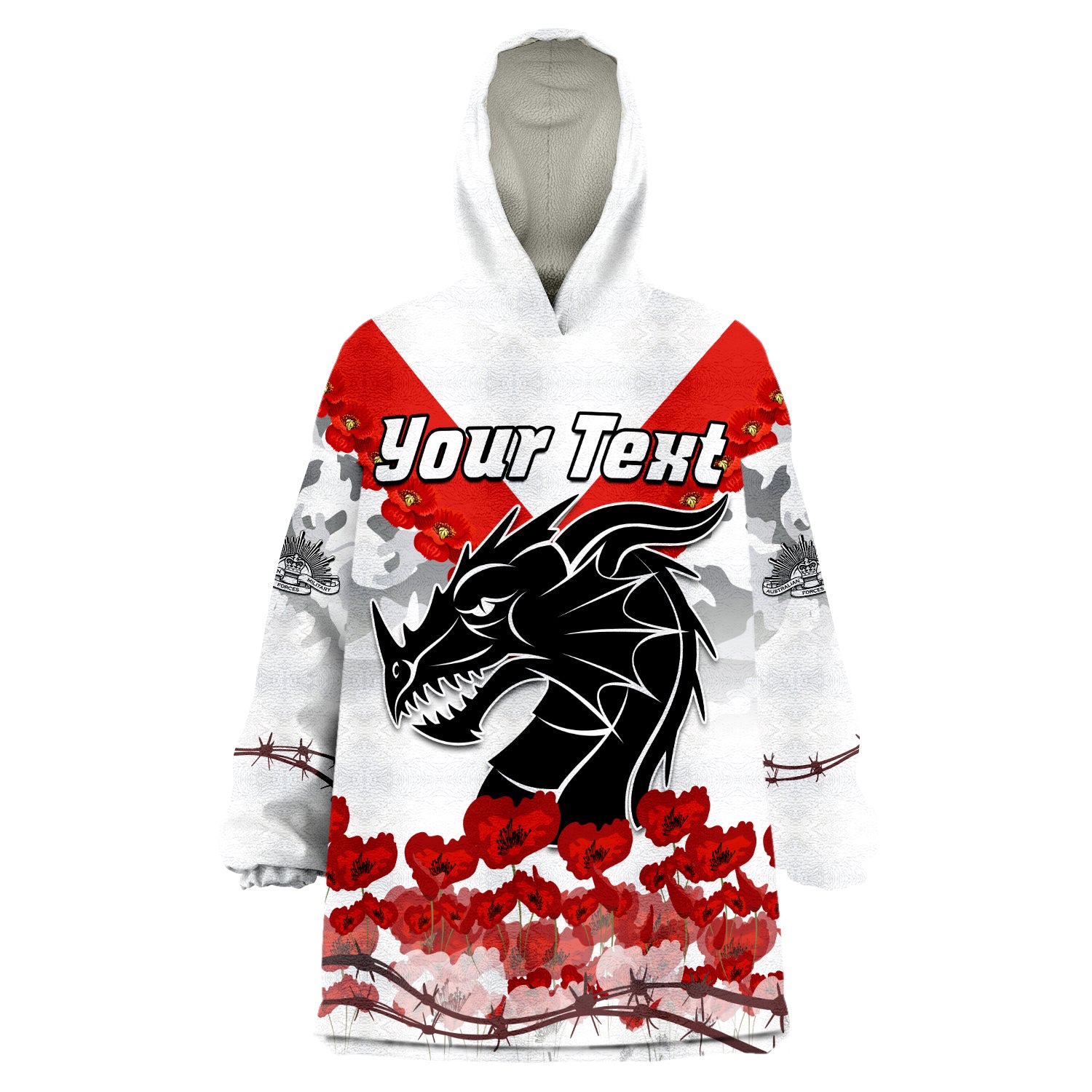 (Custom Personalised) Dragons ANZAC Day 2022 We Will Remember Them Wearable Blanket Hoodie - Vibe Hoodie Shop