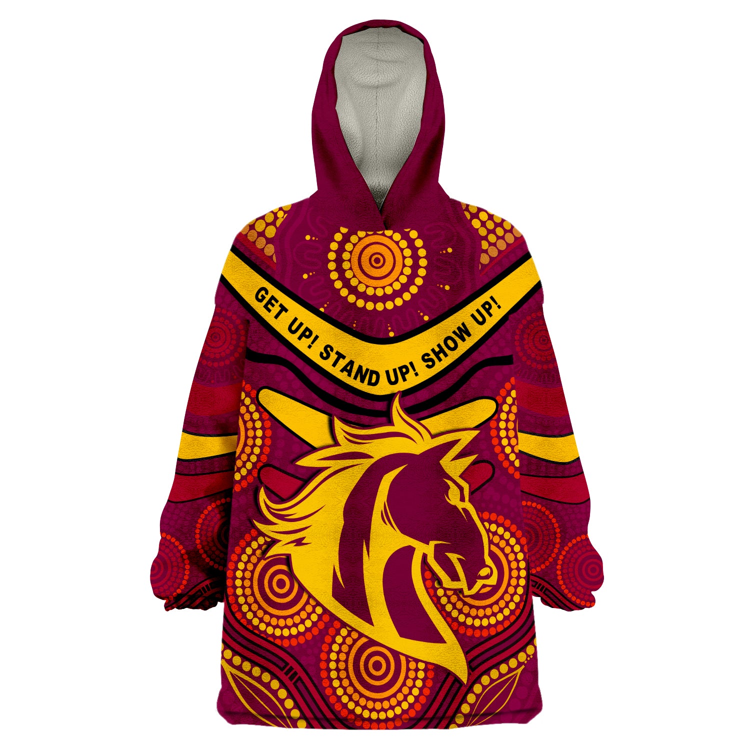 (Custom Personalised) Broncos NAIDOC Week 2022 Aboriginal Get Up Wearable Blanket Hoodie - Vibe Hoodie Shop