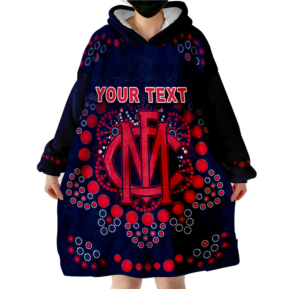 (Custom Personalised) Demons Football Melbourne Indigenous Wearable Blanket Hoodie - Vibe Hoodie Shop