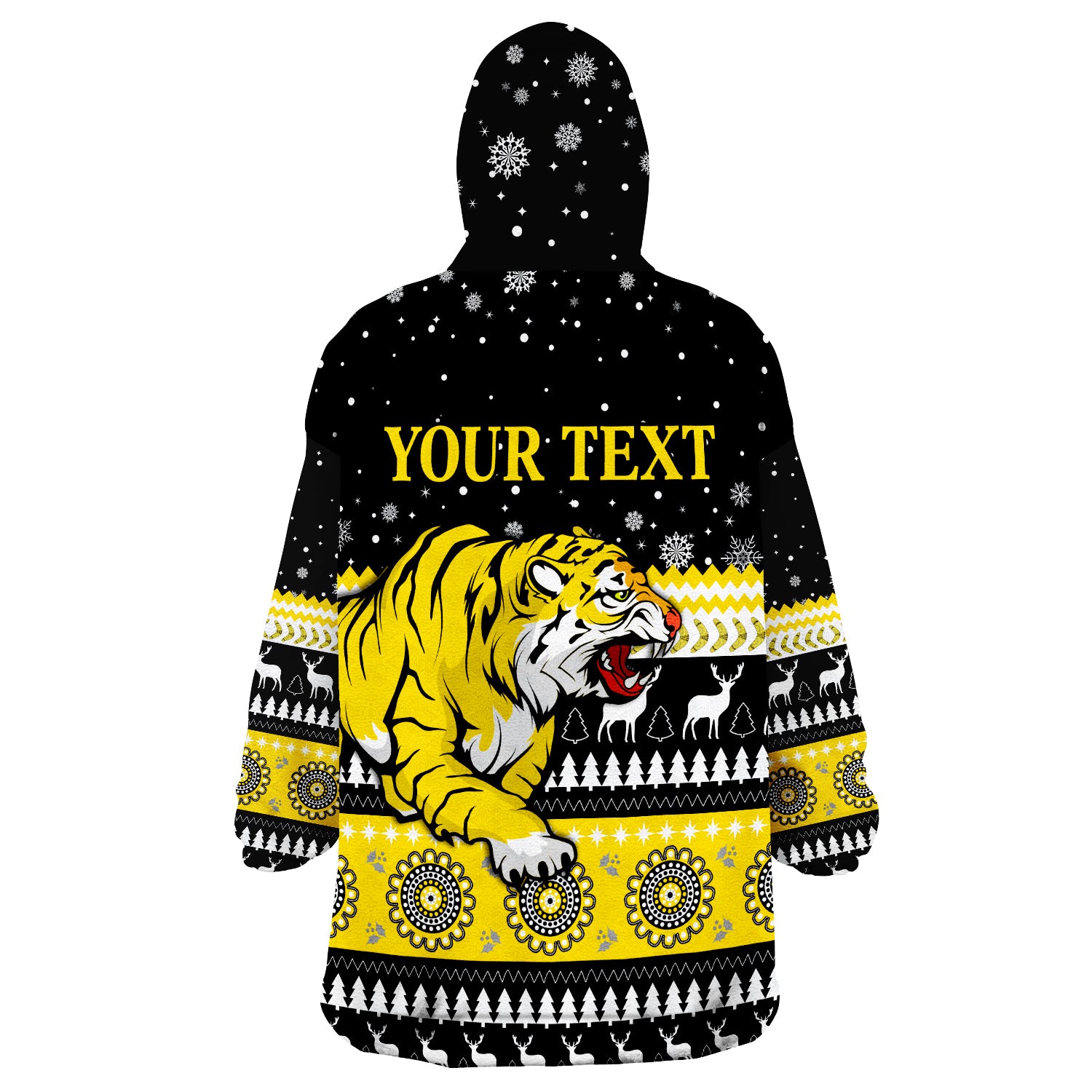 (Custom Personalised) Tigers Christmas Indigenous Richmond Football Wearable Blanket Hoodie - Vibe Hoodie Shop