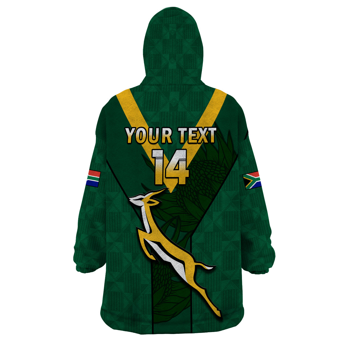 (Custom Text And Number) South Africa Rugby Go Blitzboks Sevens Wearable Blanket Hoodie - Vibe Hoodie Shop