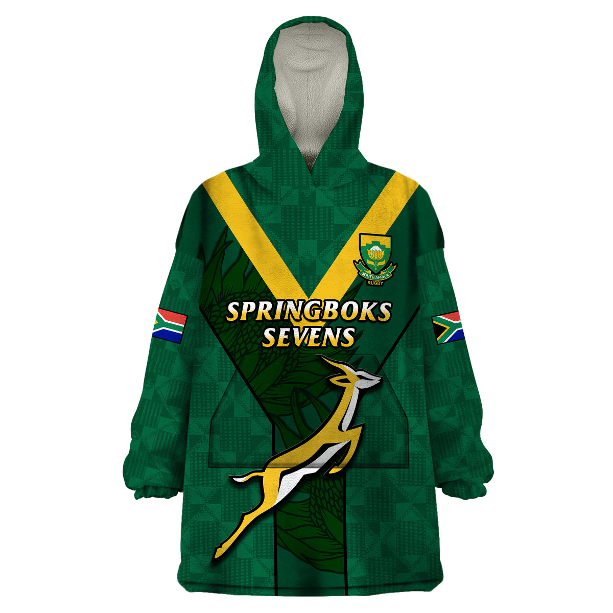 (Custom Text And Number) South Africa Rugby Go Blitzboks Sevens Wearable Blanket Hoodie - Vibe Hoodie Shop