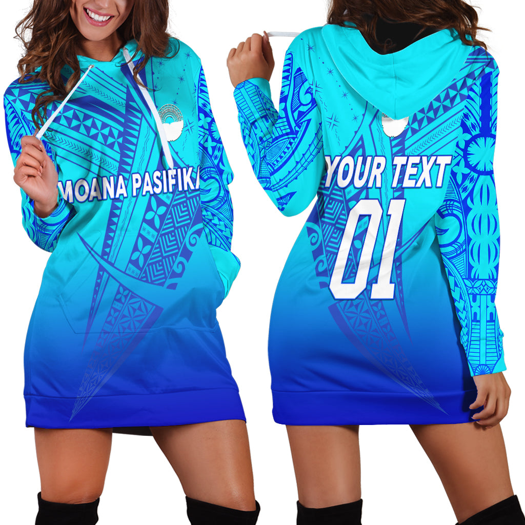 (Custom Personalised) Moana Pasifika Super Rugby Tapa Pacific Island Tapa Original - Blue Hoodie Dress - Vibe Hoodie Shop